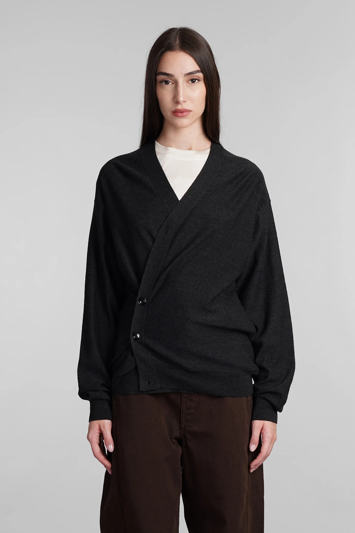 Cardigan in grey wool