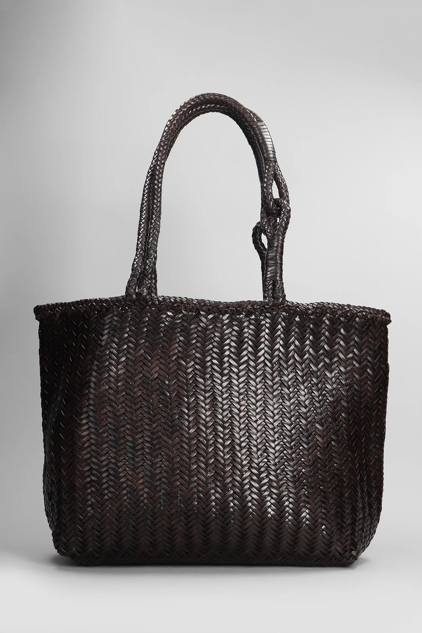 Chevron Tote in brown leather - Image 3