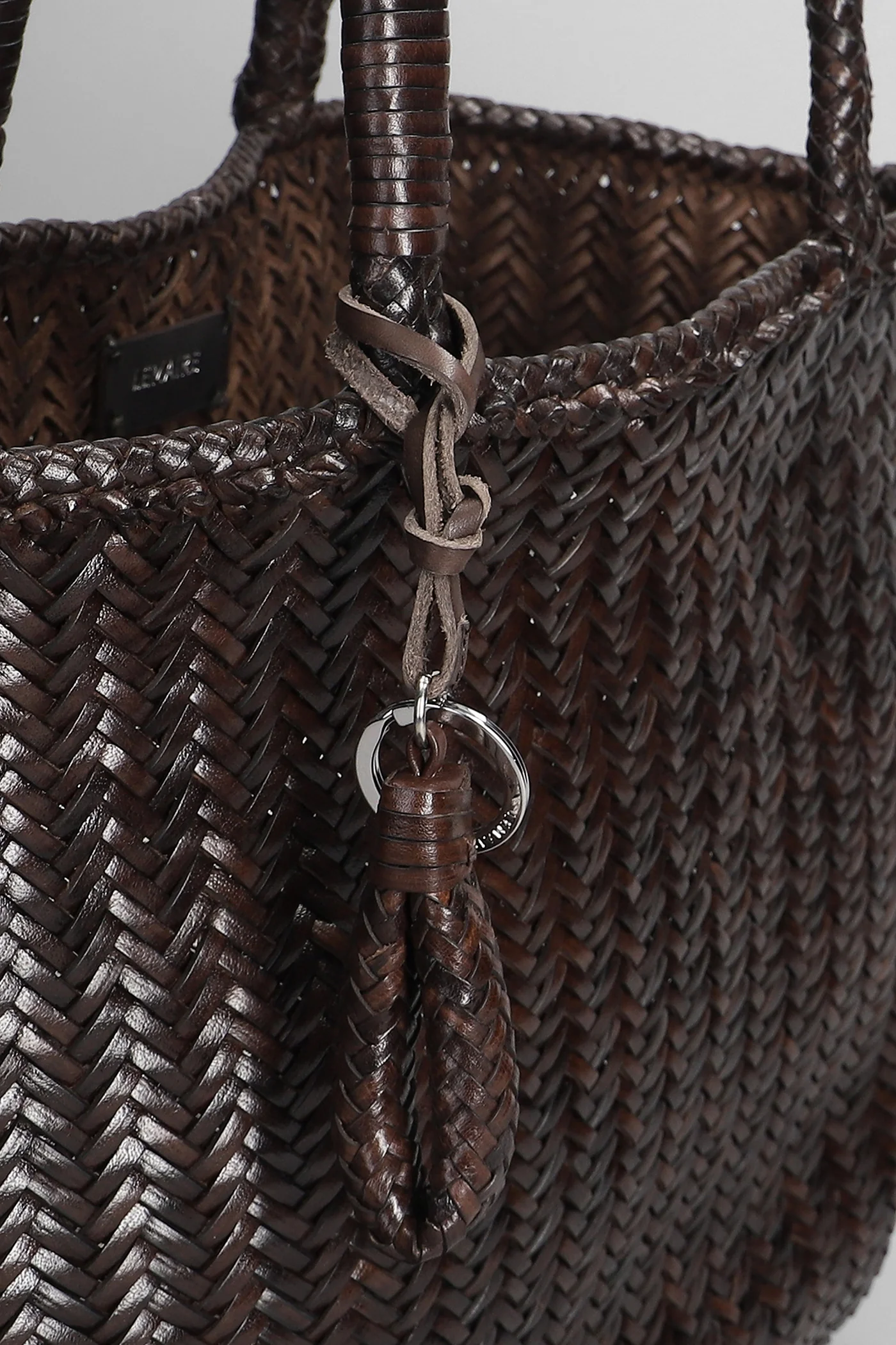 Chevron Tote in brown leather - Image 4