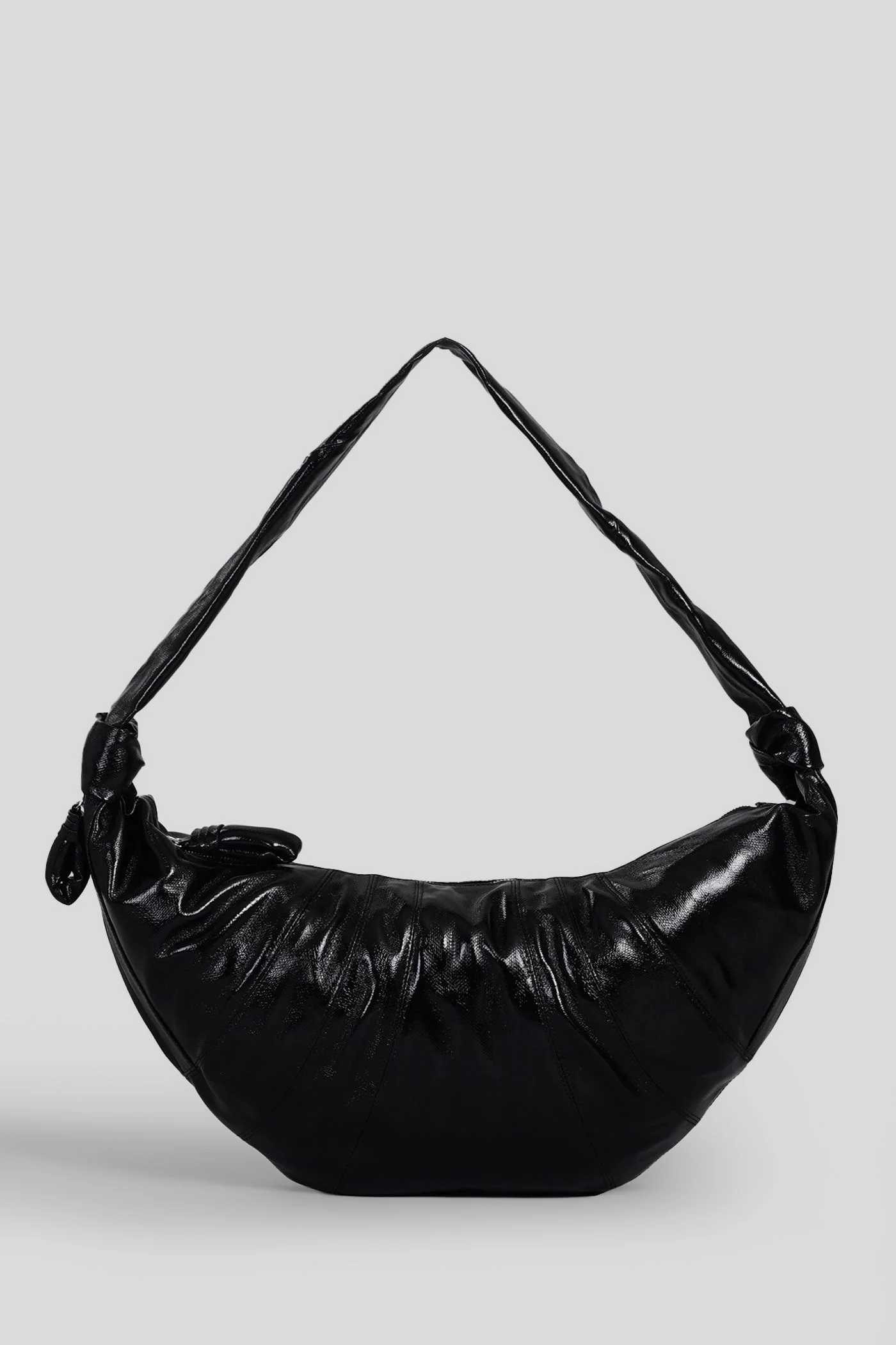 Large croissant Shoulder bag in black cotton