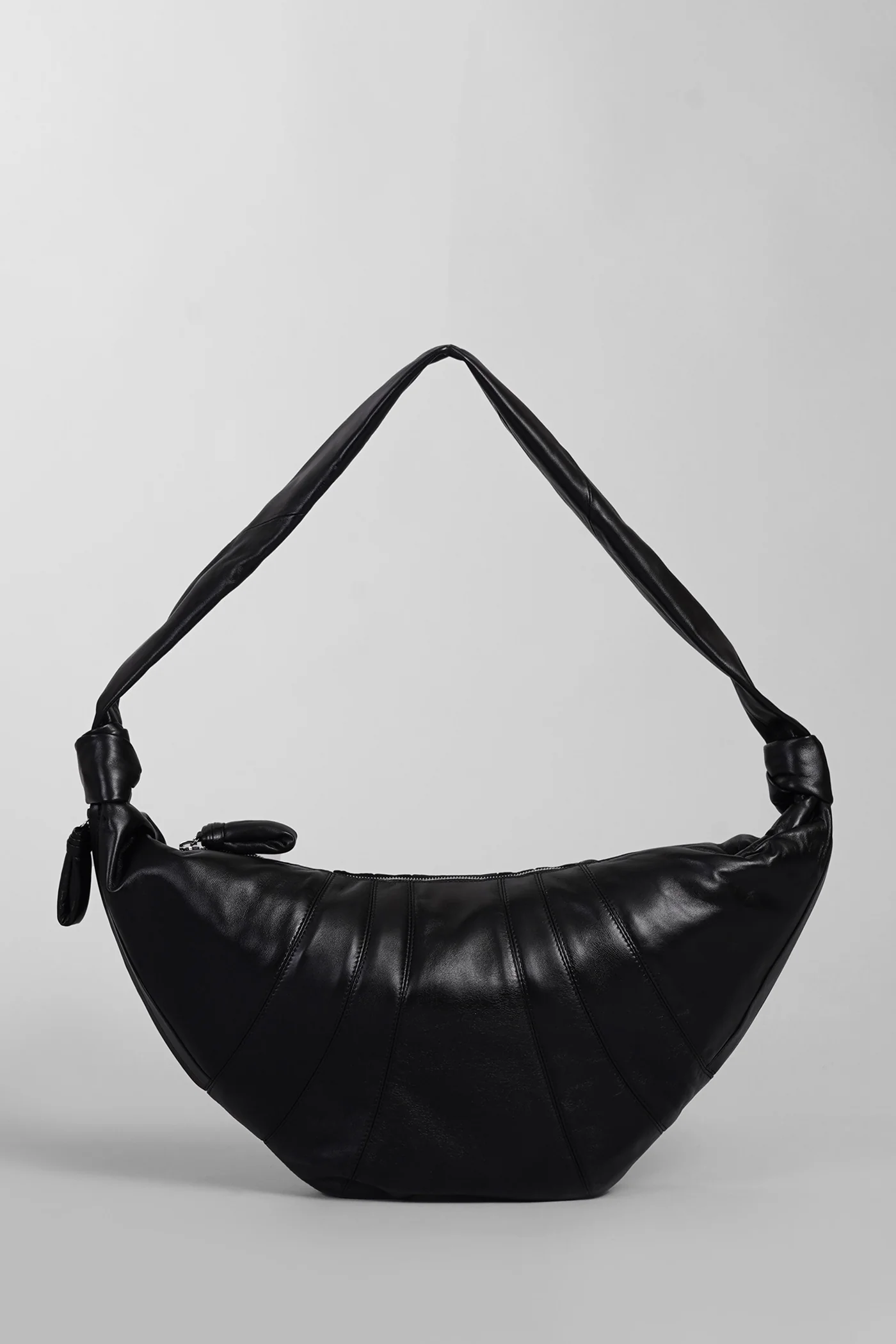 Large croissant Shoulder bag in black leather