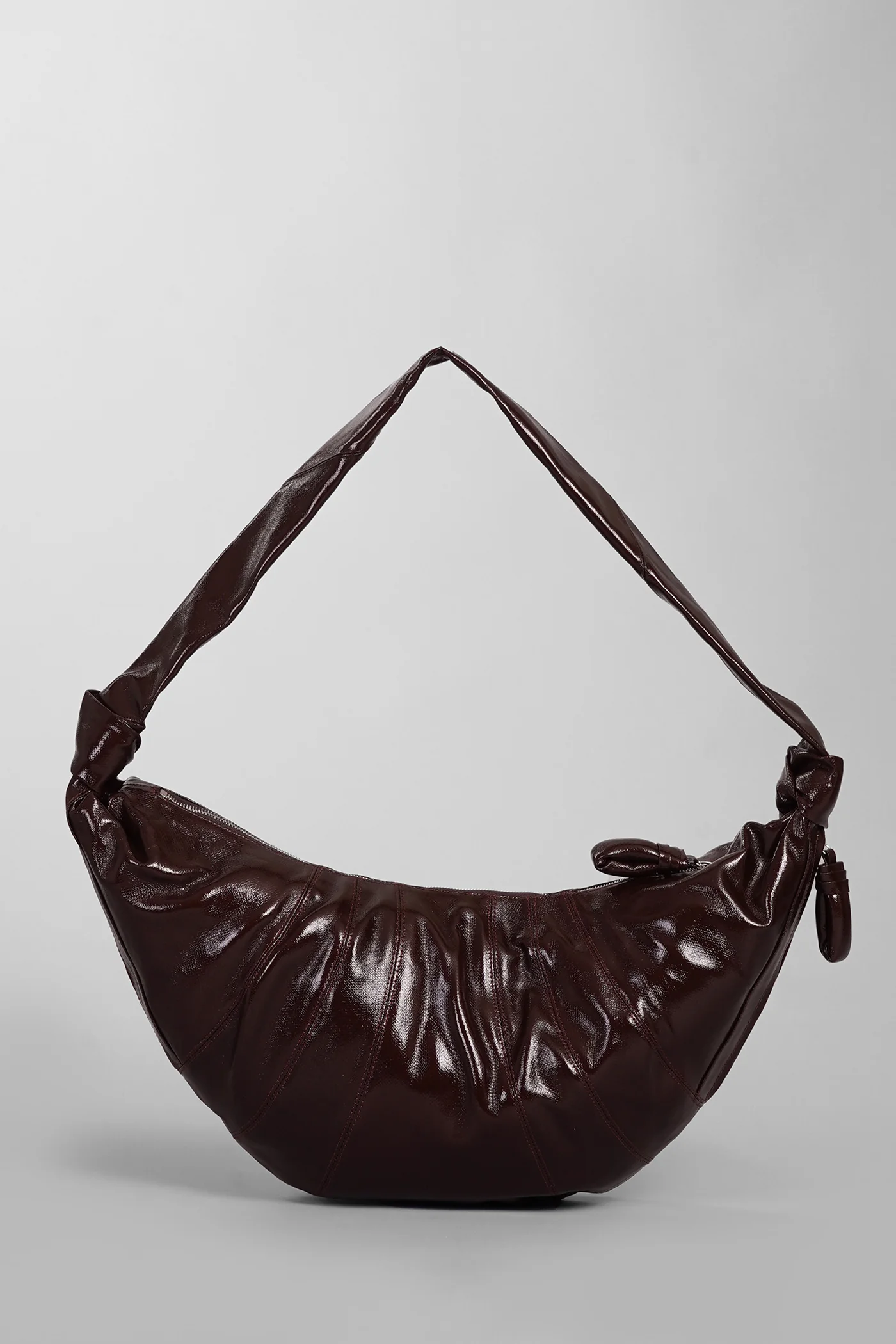 Large croissant Shoulder bag in brown cotton - Image 3