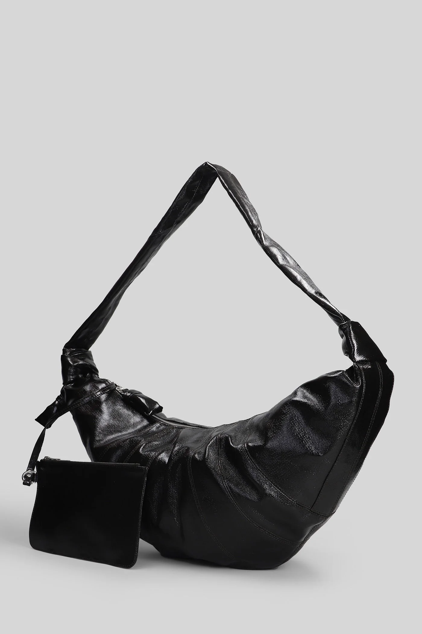 Large croissant Shoulder bag in brown cotton - Image 2