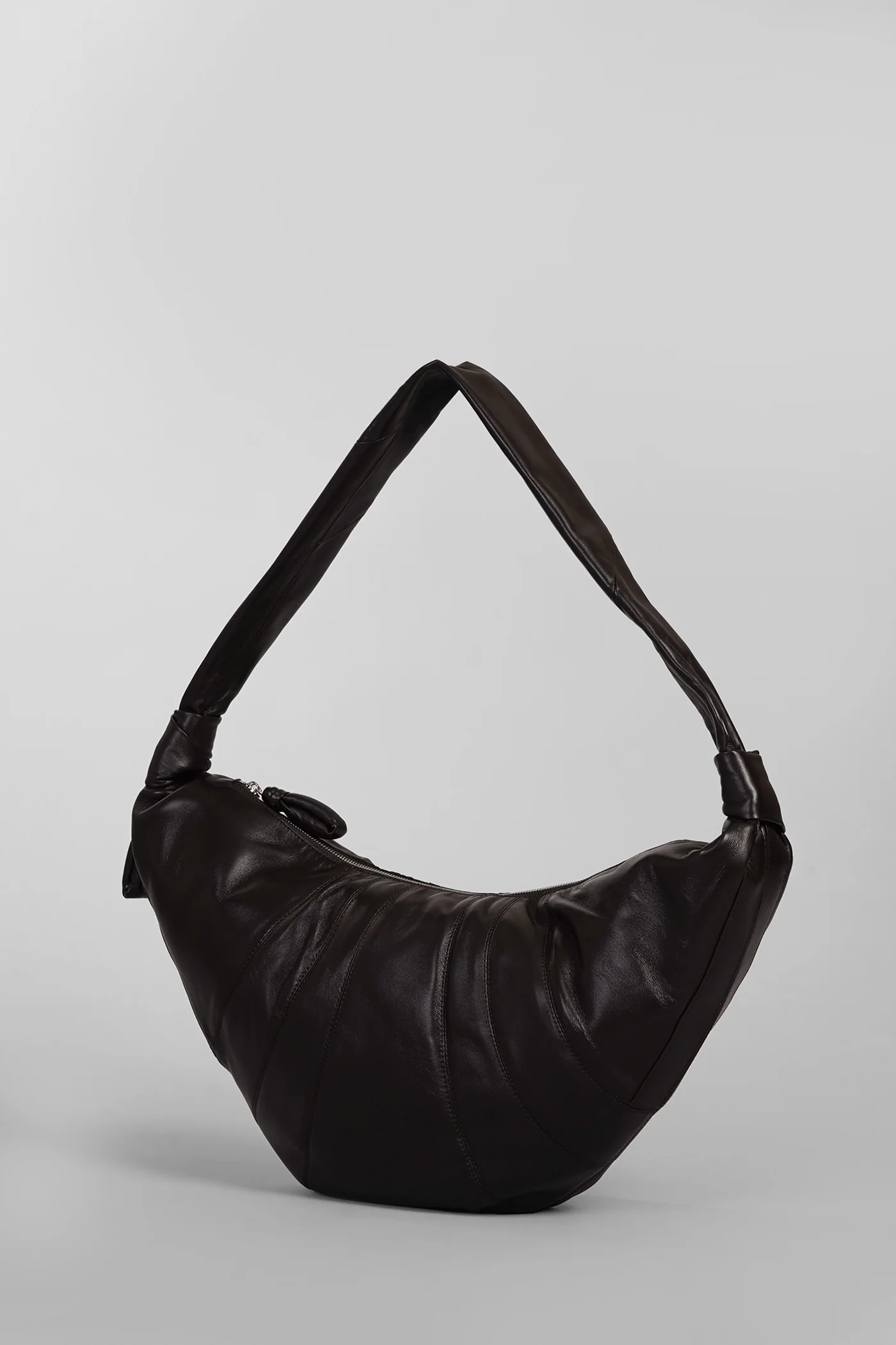 Large croissant Shoulder bag in brown leather - Image 2
