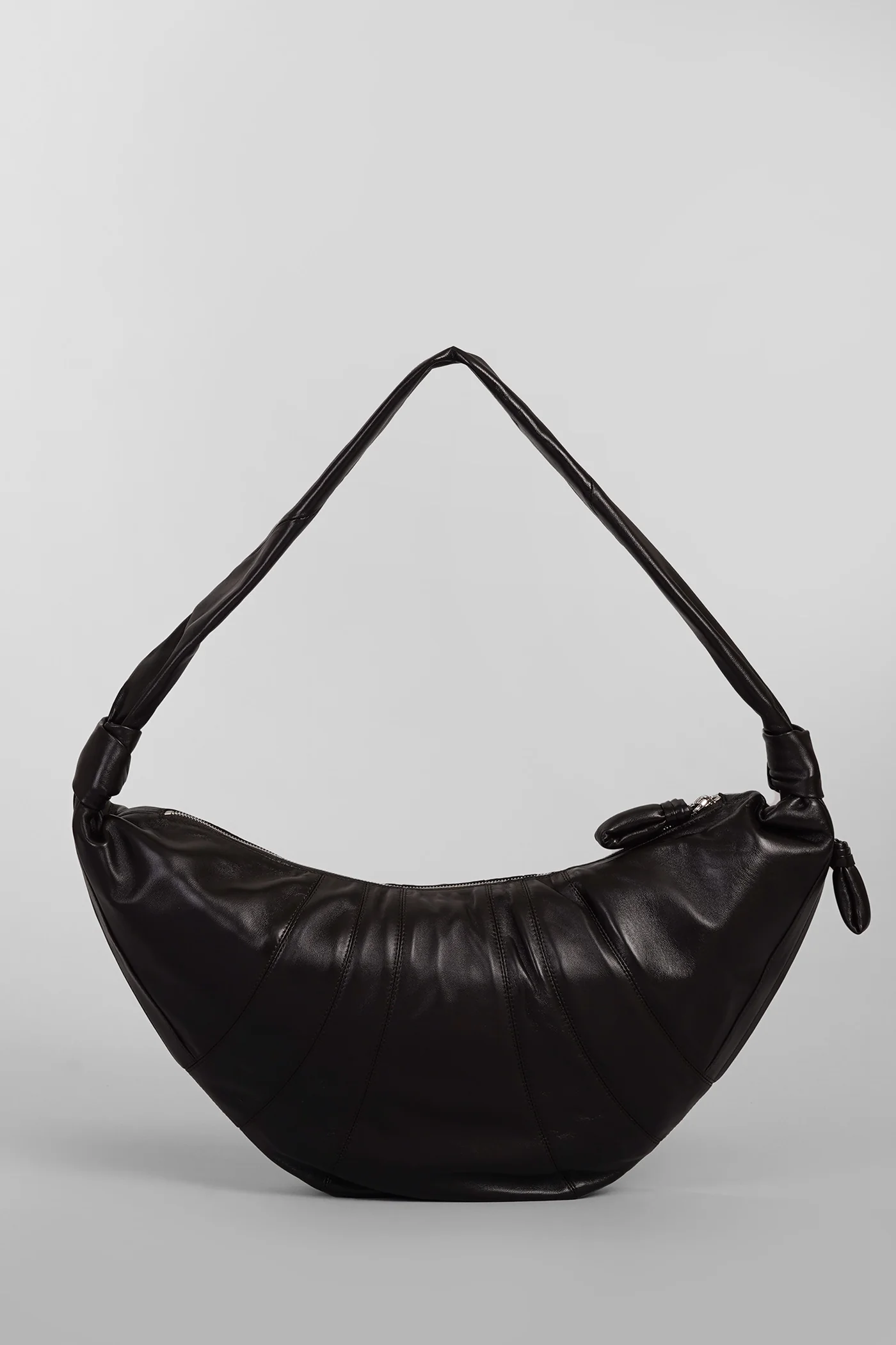Large croissant Shoulder bag in brown leather - Image 3
