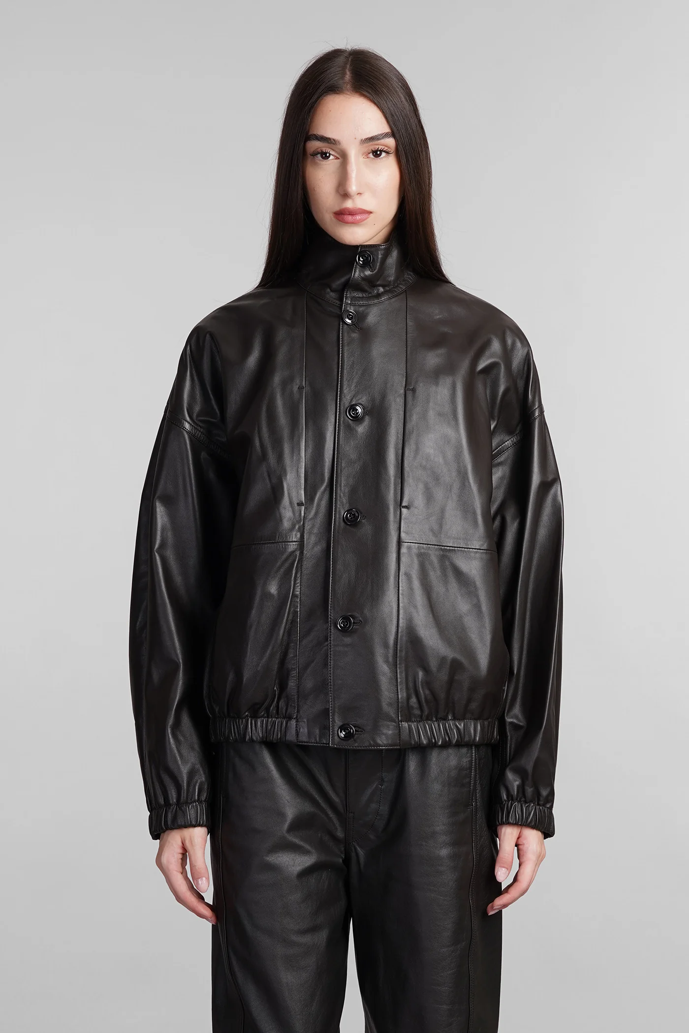 Leather jacket in brown leather