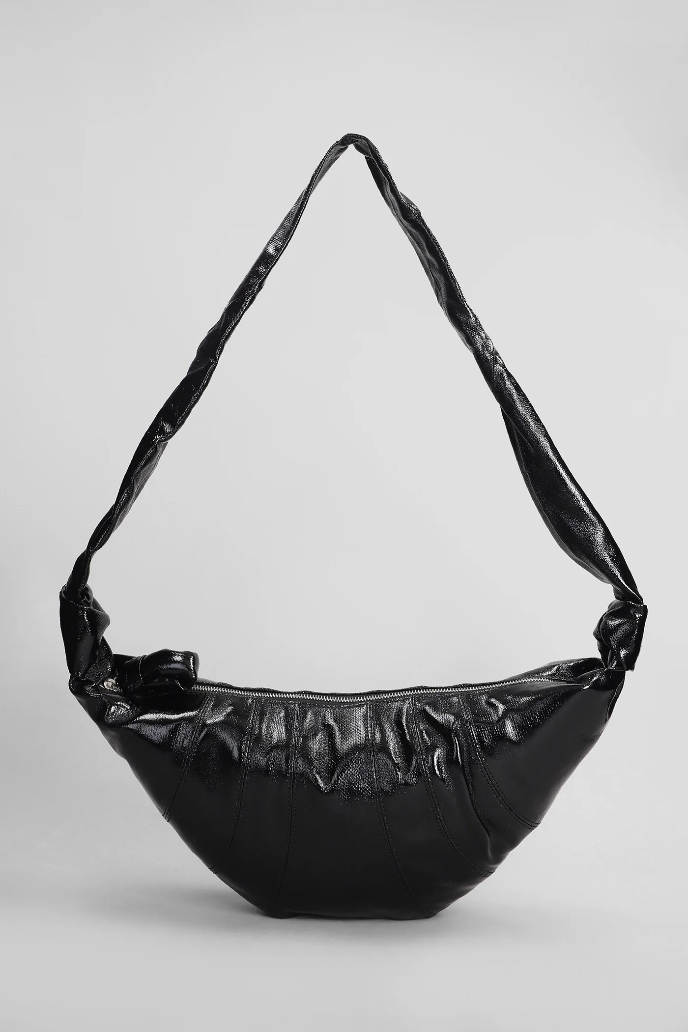 Medium croissant Shoulder bag in black cotton