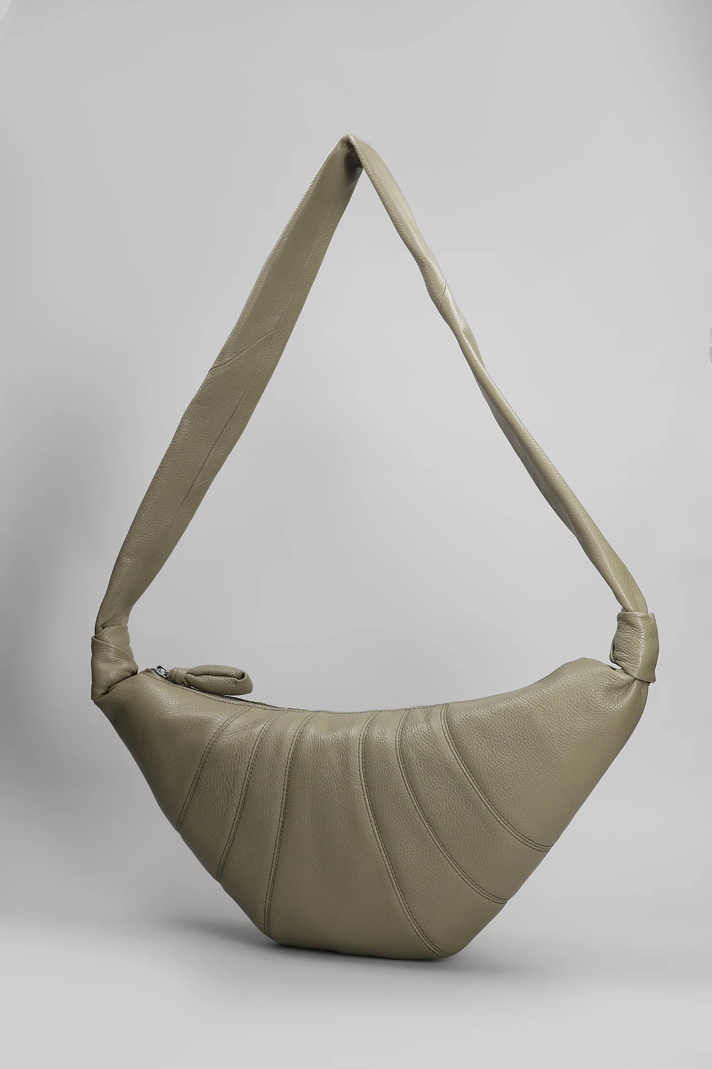 Medium croissant Shoulder bag in khaki leather - Image 2