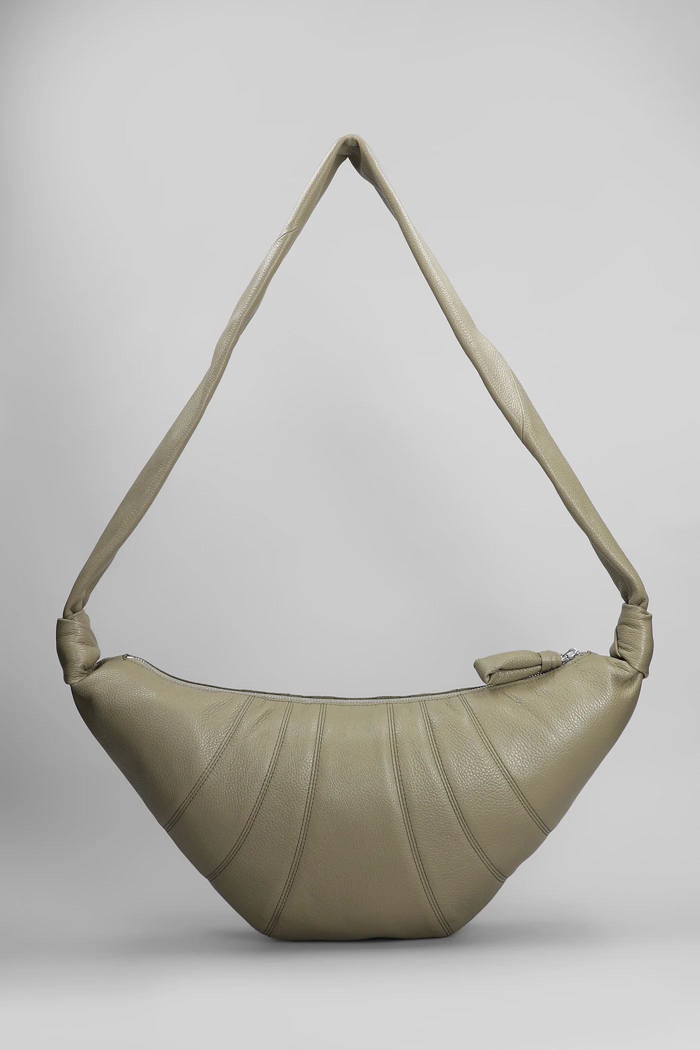 Medium croissant Shoulder bag in khaki leather - Image 3