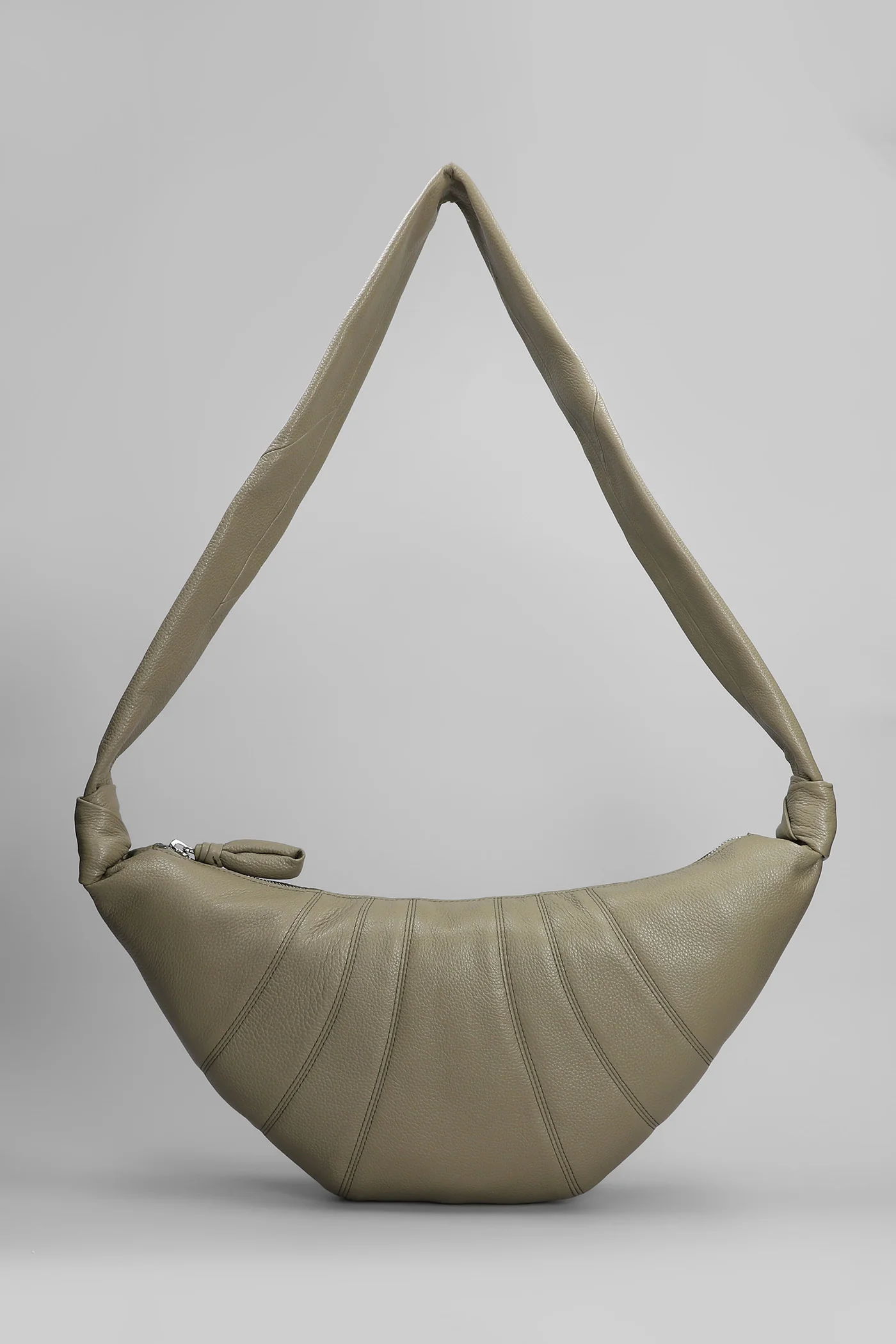 Medium croissant Shoulder bag in khaki leather - Image 5