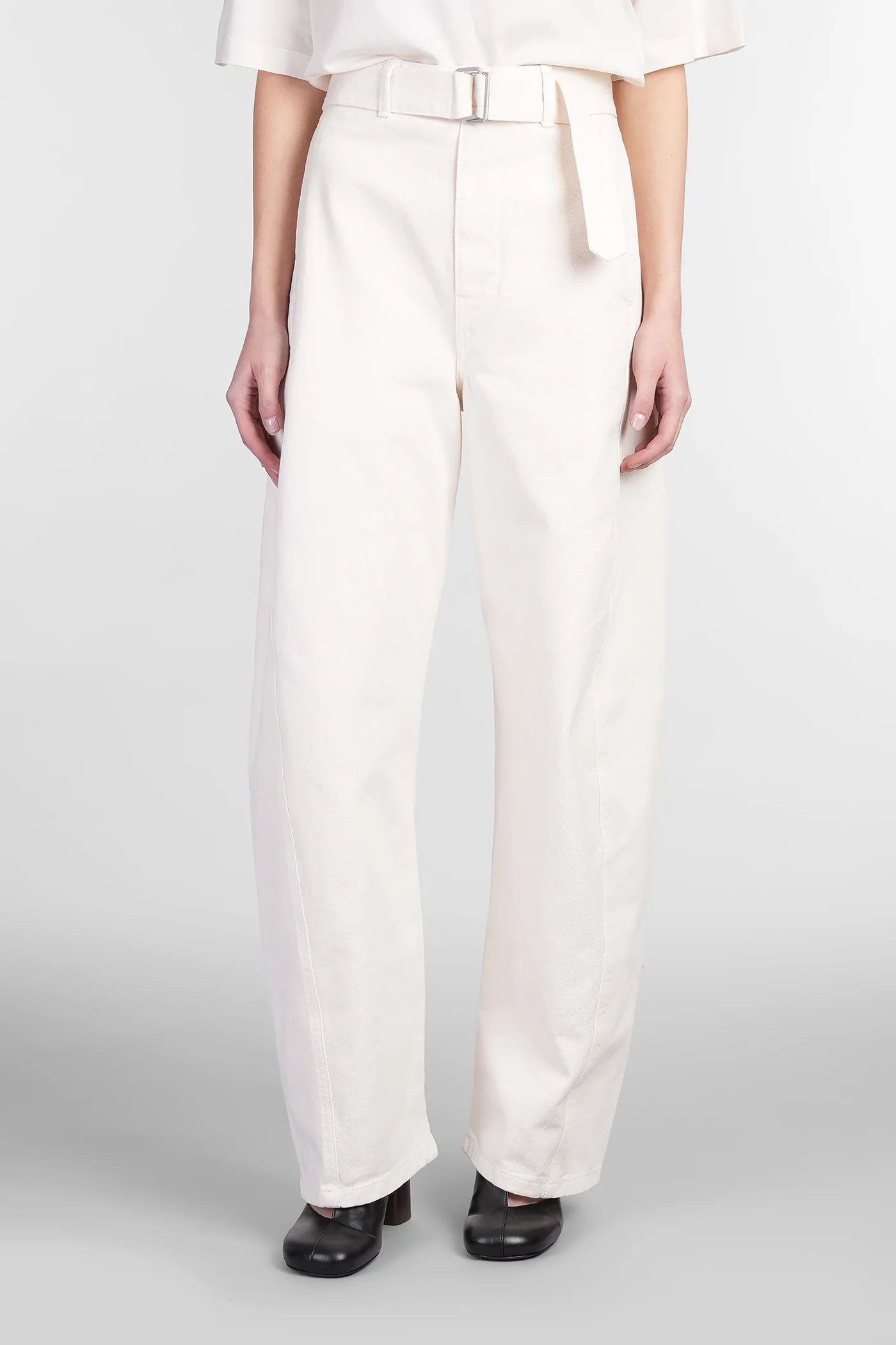 Pants in beige cotton