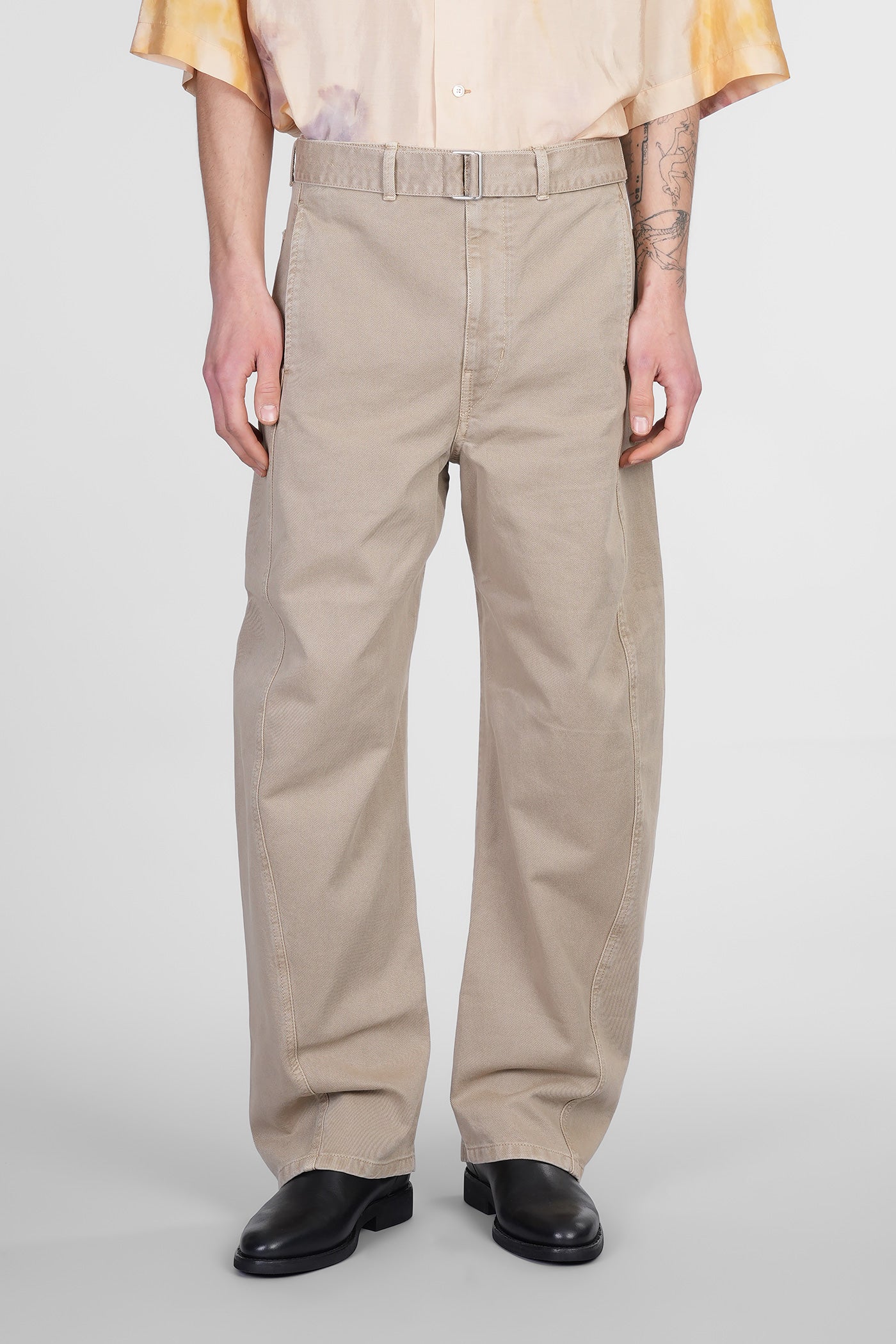 Pants in beige cotton