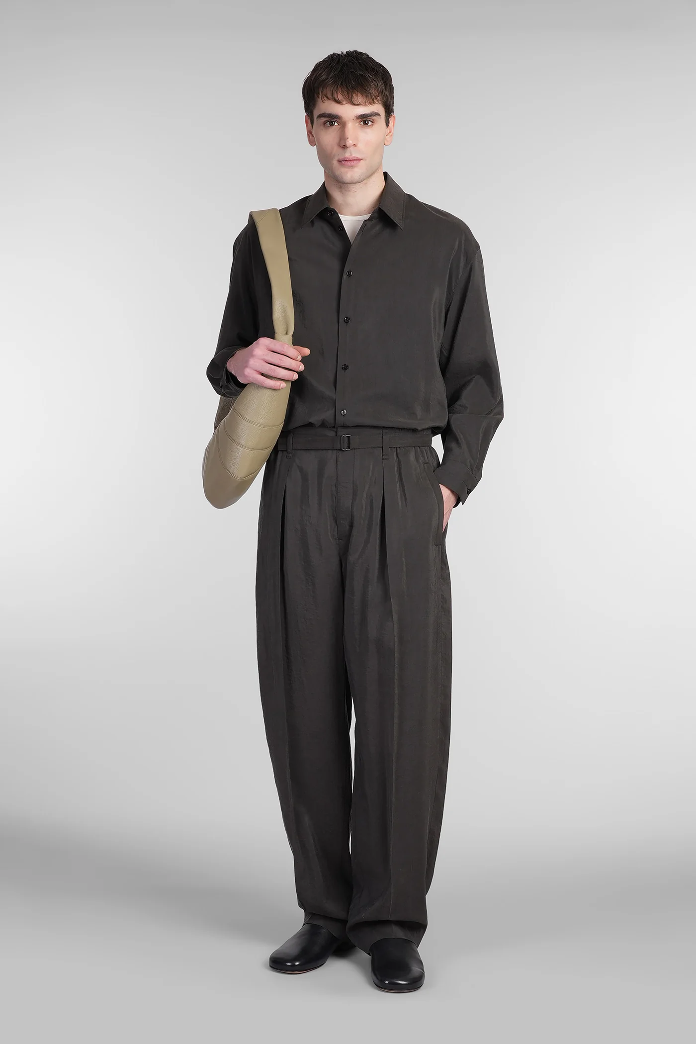 Pants in brown silk - Image 2