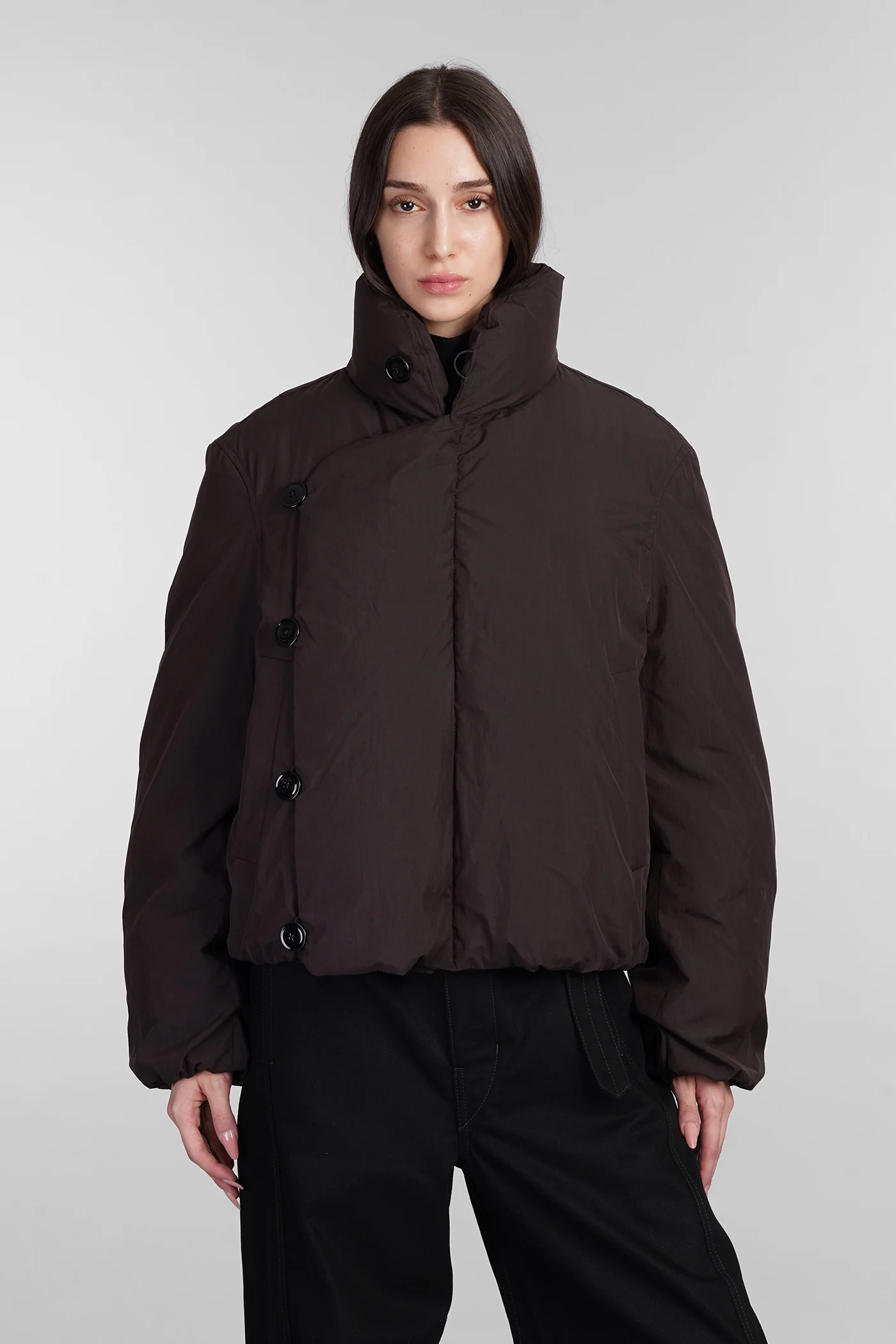 puffer in brown polyamide