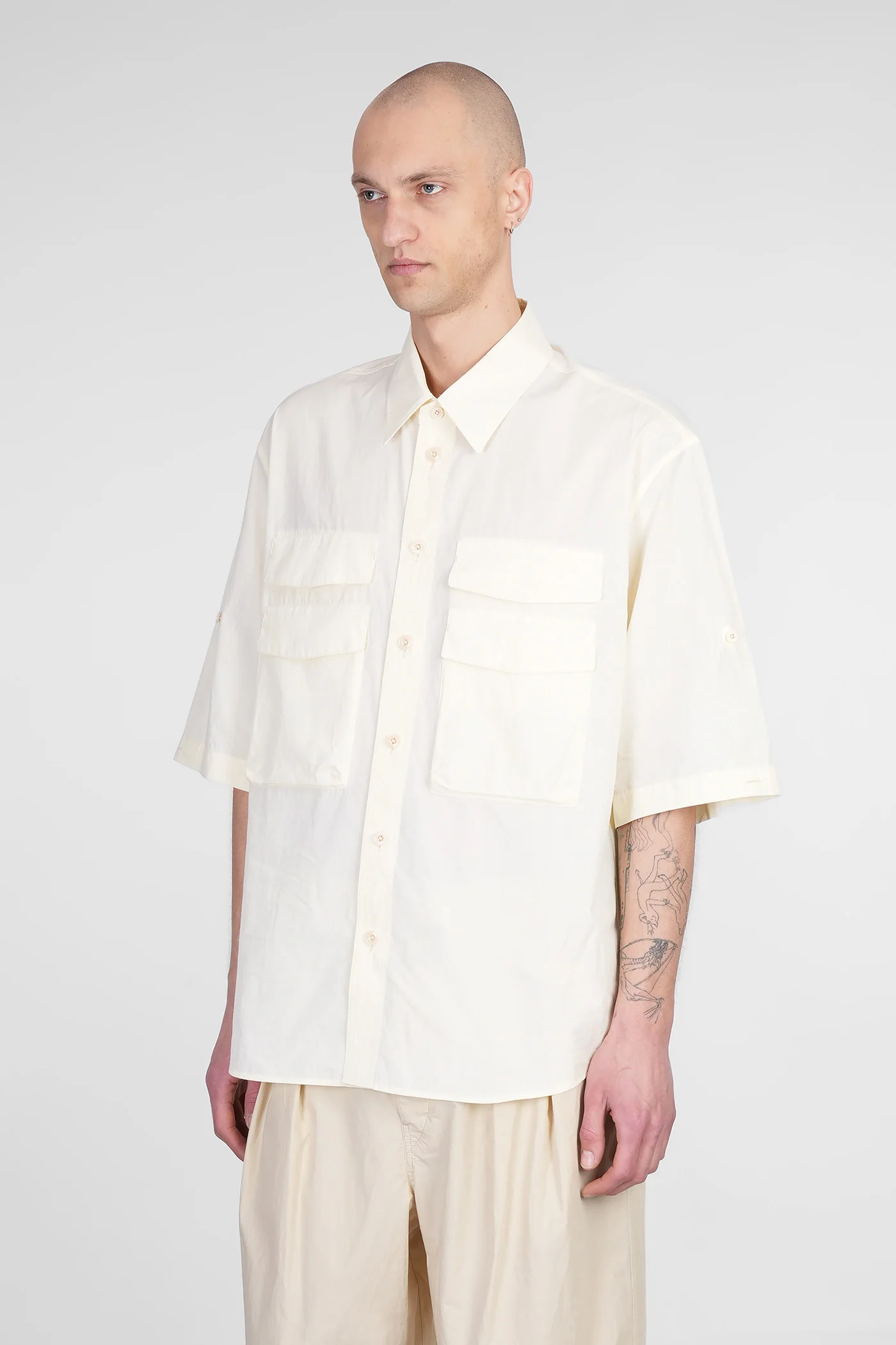 Shirt in beige cotton - Image 4