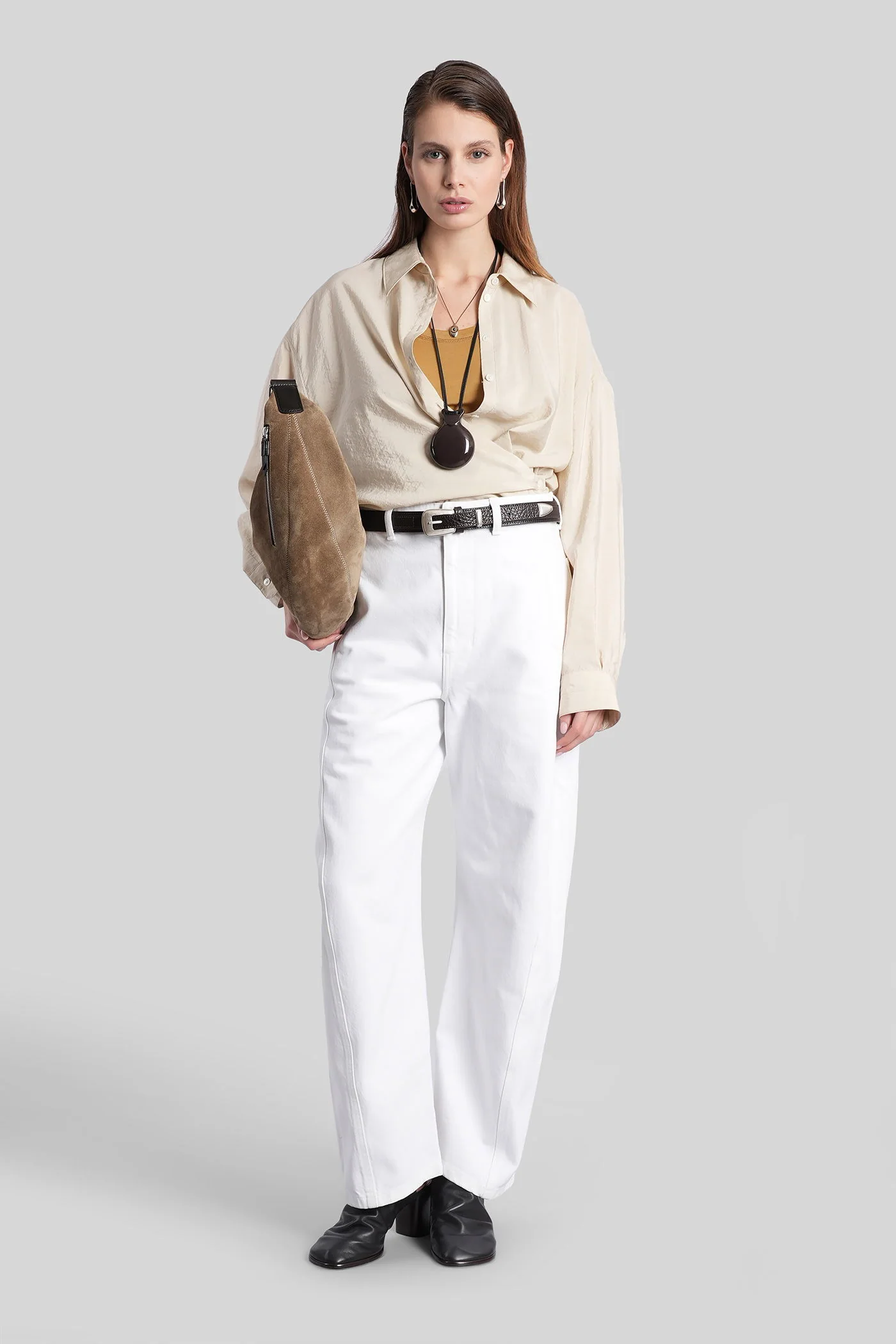 Shirt in beige silk - Image 2