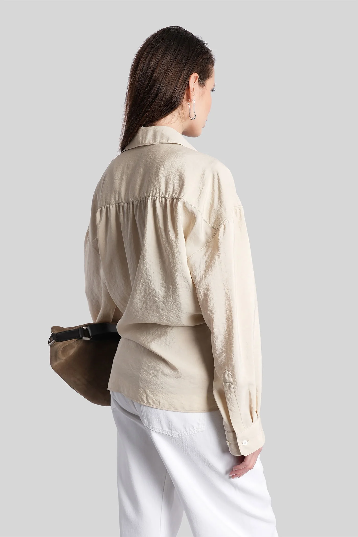Shirt in beige silk - Image 3