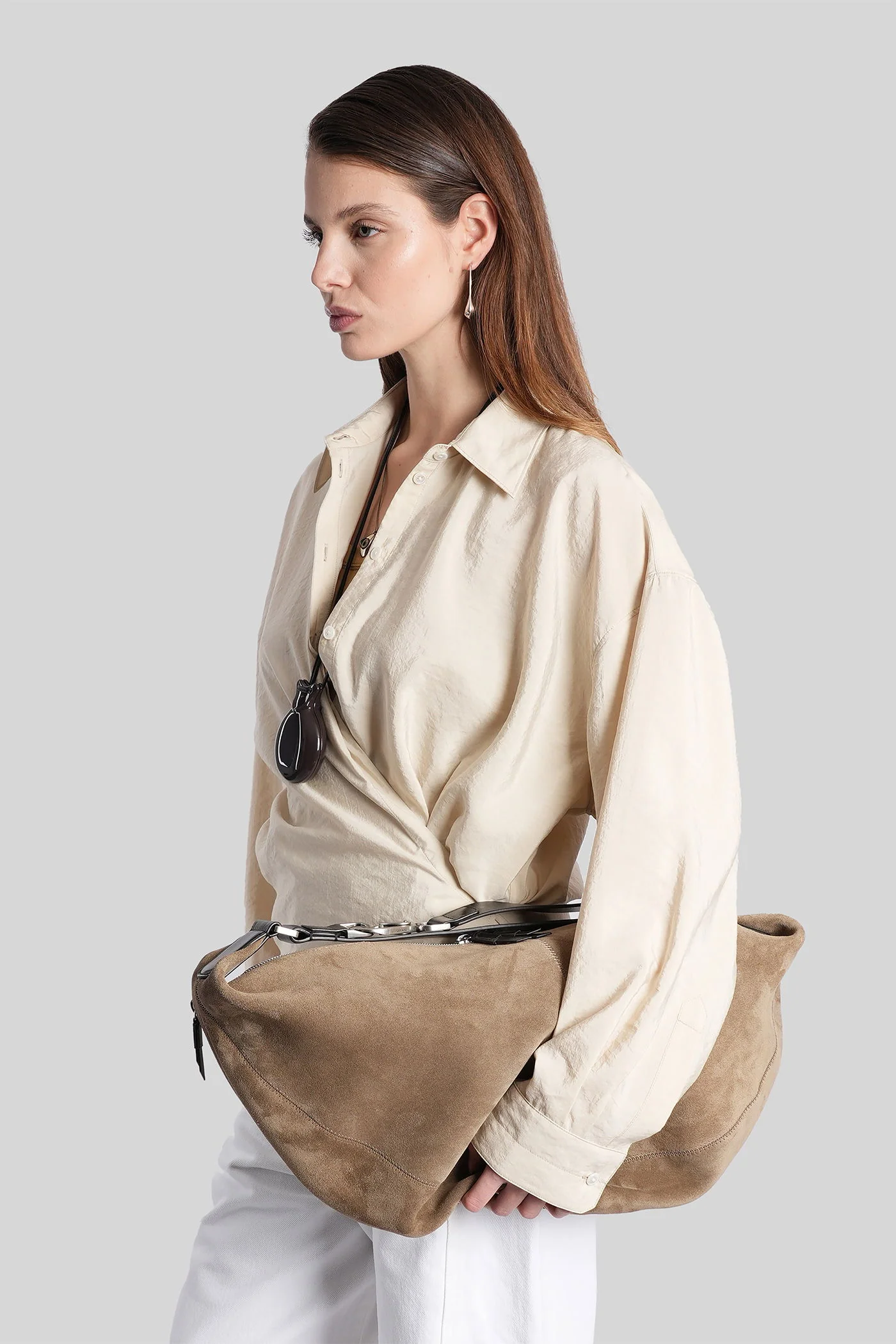 Shirt in beige silk - Image 4