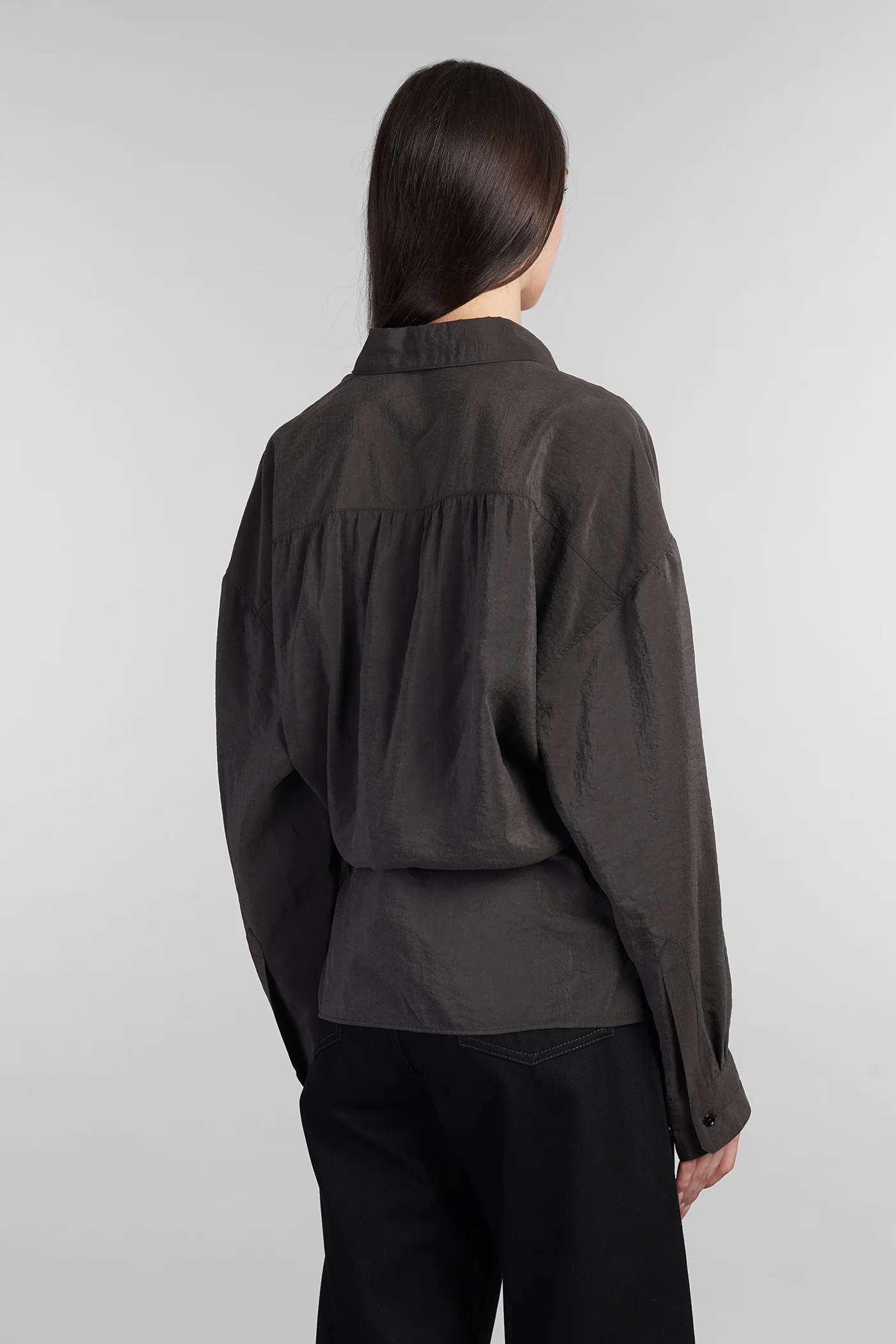 Shirt in brown silk - Image 3