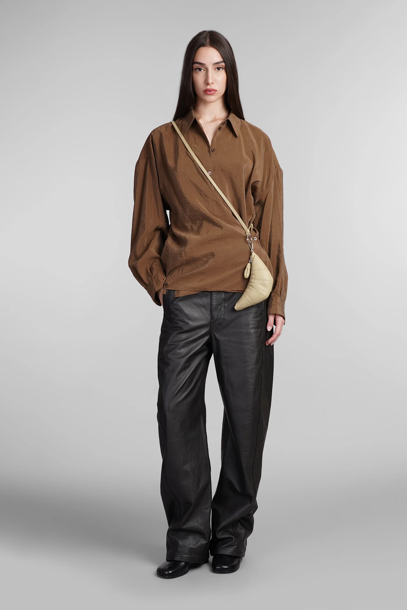 Shirt in brown silk - Image 2