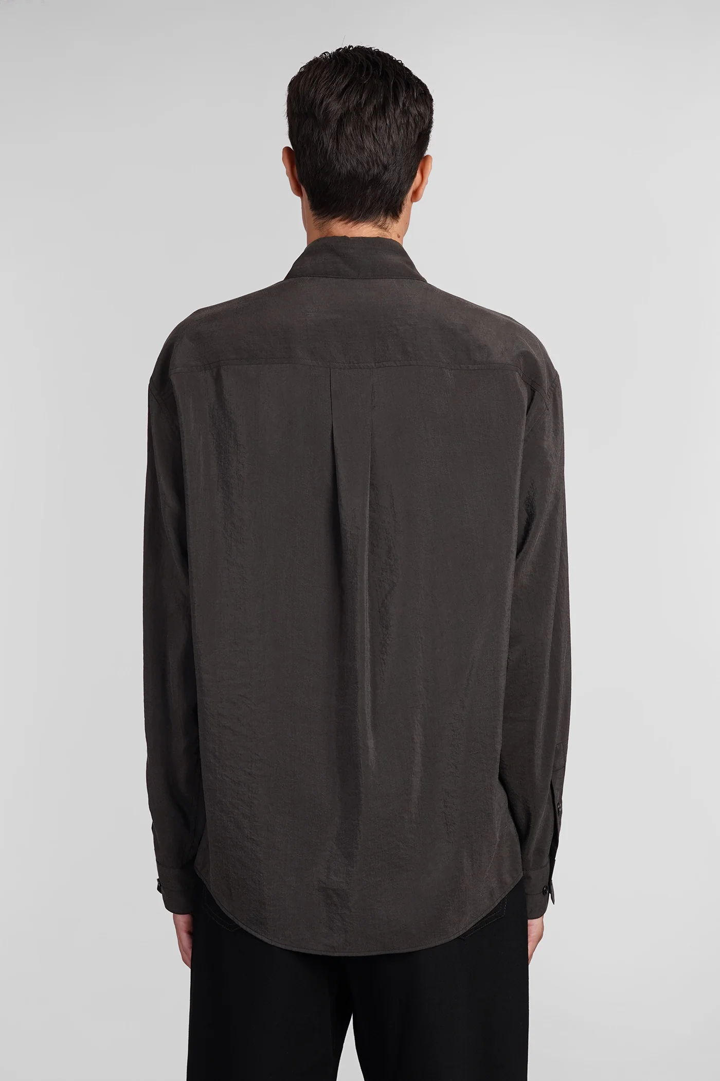 Shirt in brown silk - Image 3