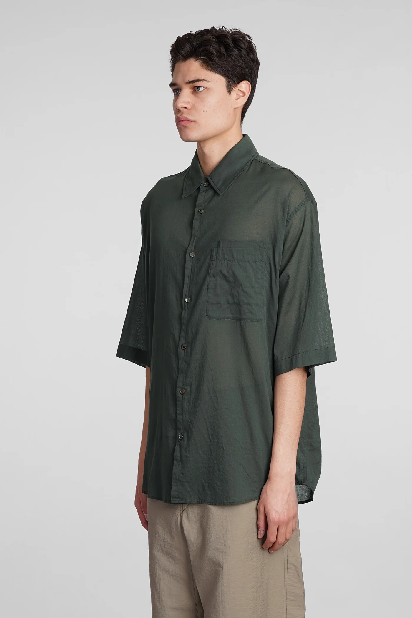 Shirt in green cotton - Image 4