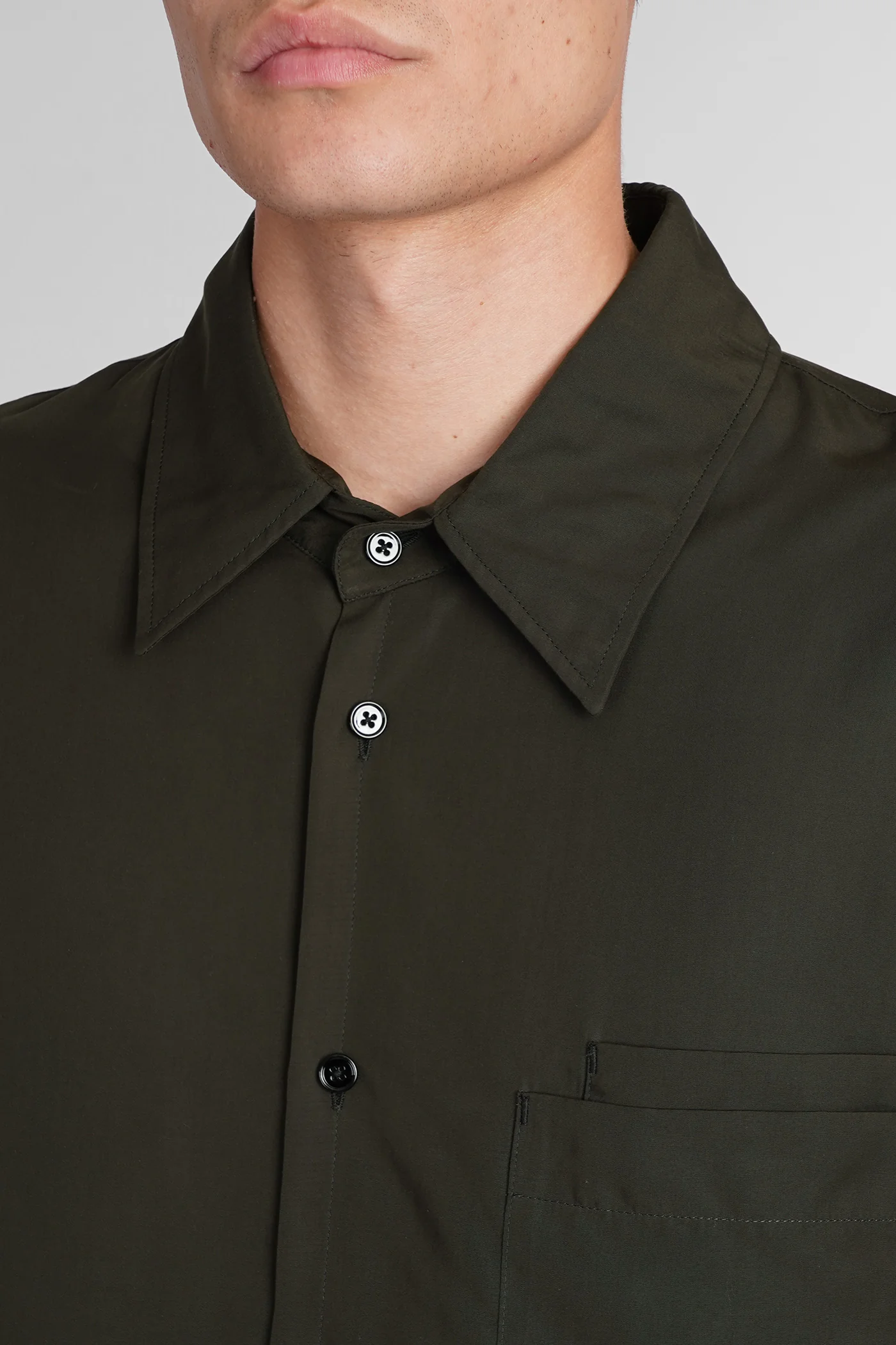 Shirt in green wool and polyester - Image 5