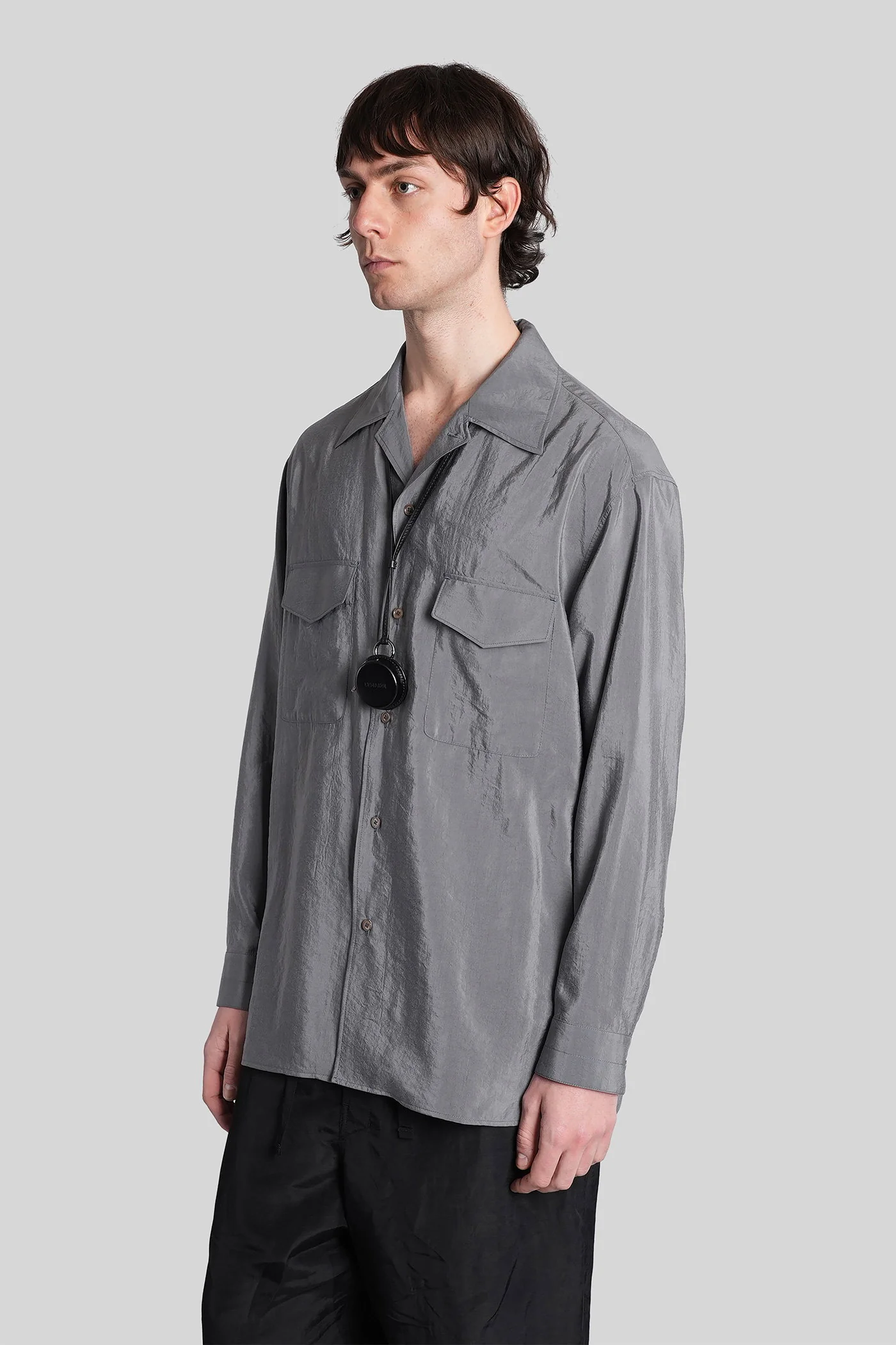 Shirt in grey silk - Image 4