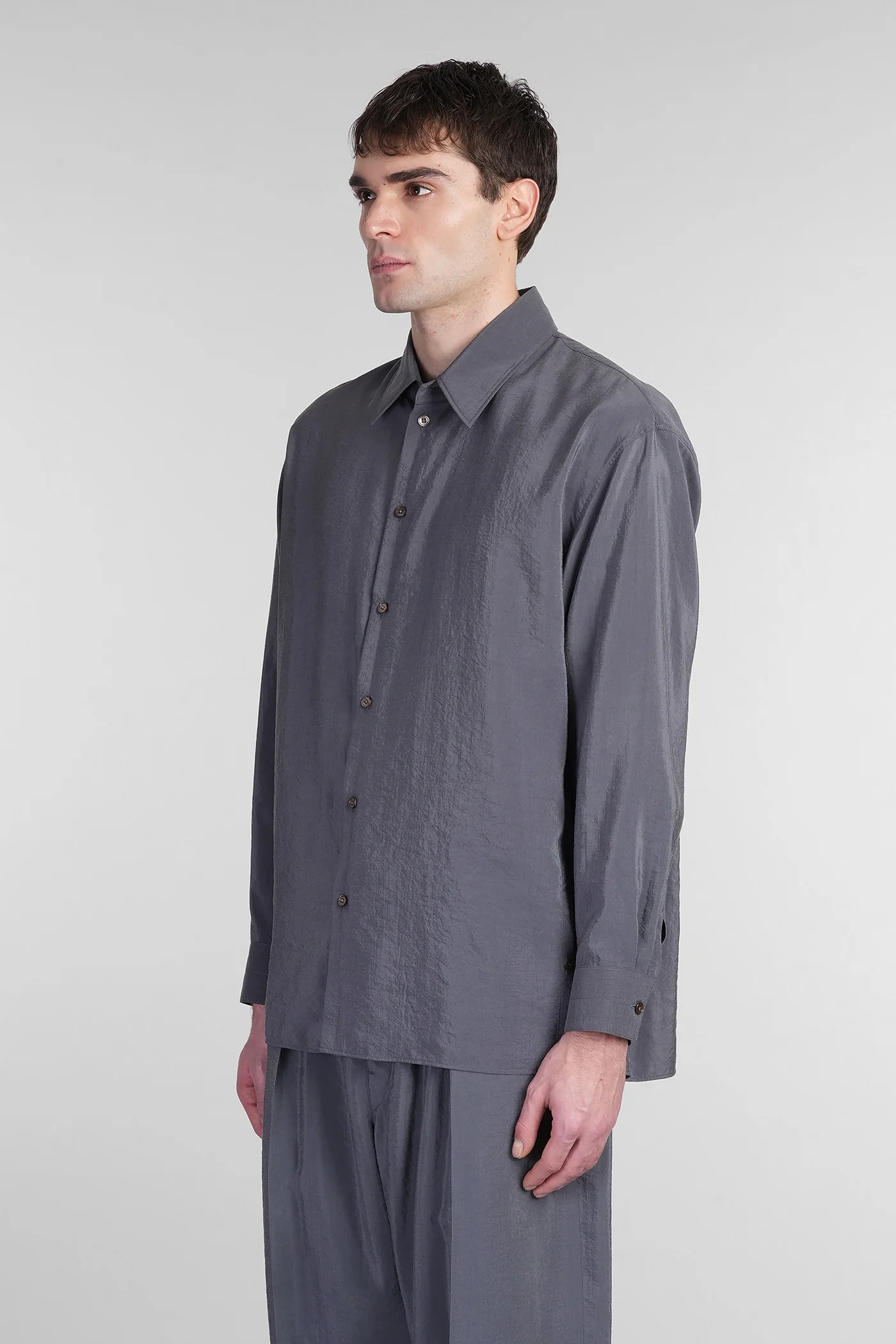 Shirt in grey silk - Image 4