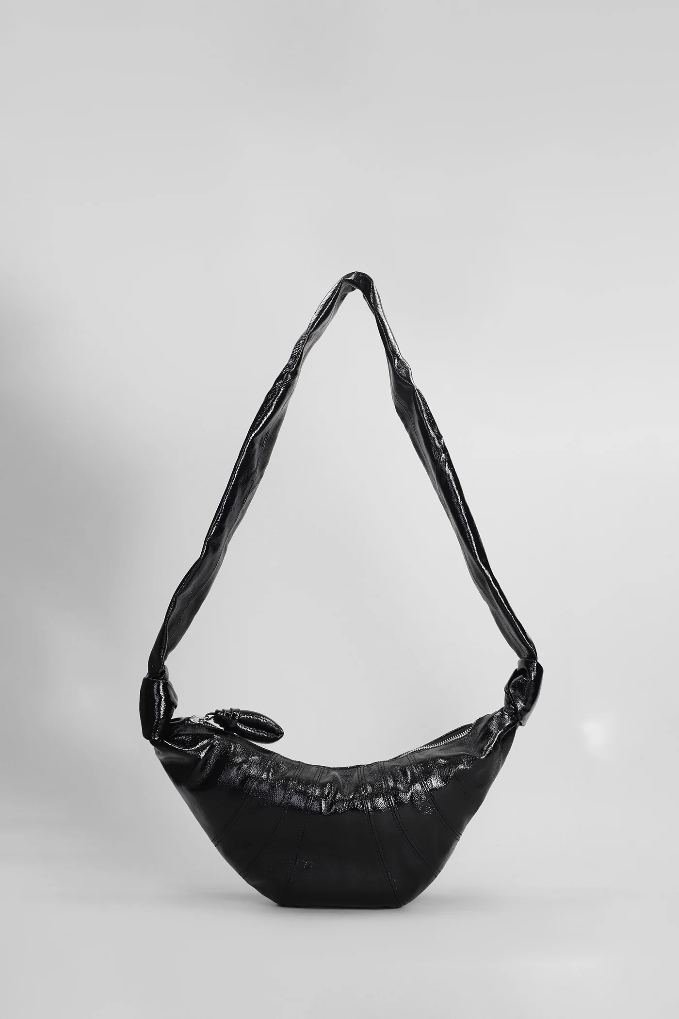 Small croissant Shoulder bag in black cotton