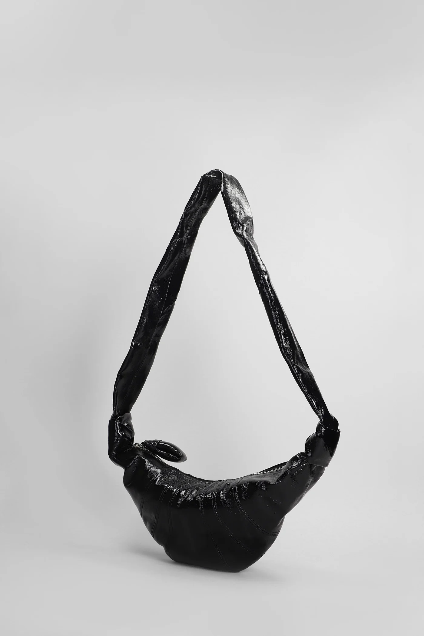 Small croissant Shoulder bag in black cotton - Image 2
