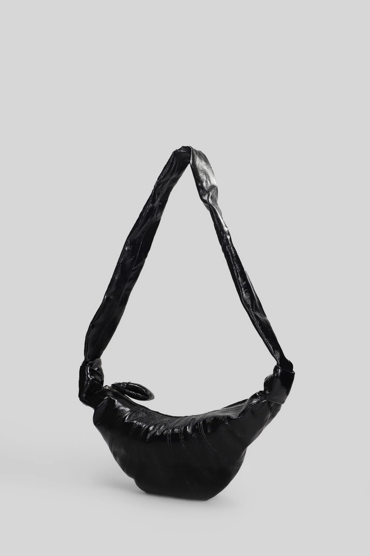 Small croissant Shoulder bag in black cotton - Image 10