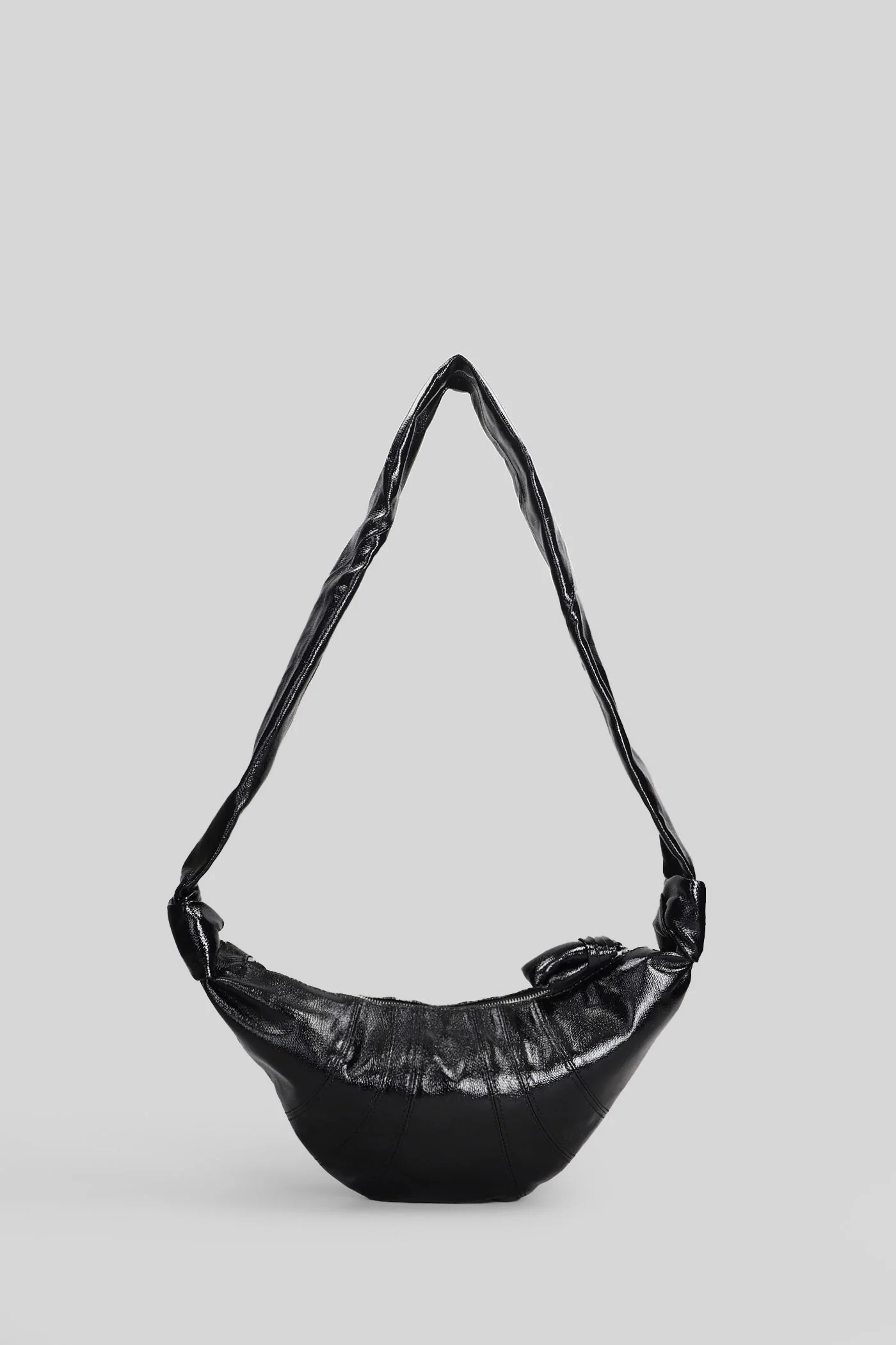 Small croissant Shoulder bag in black cotton - Image 11