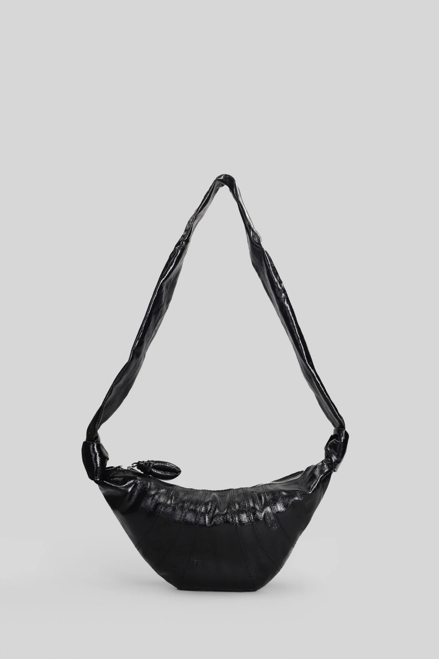 Small croissant Shoulder bag in black cotton - Image 17