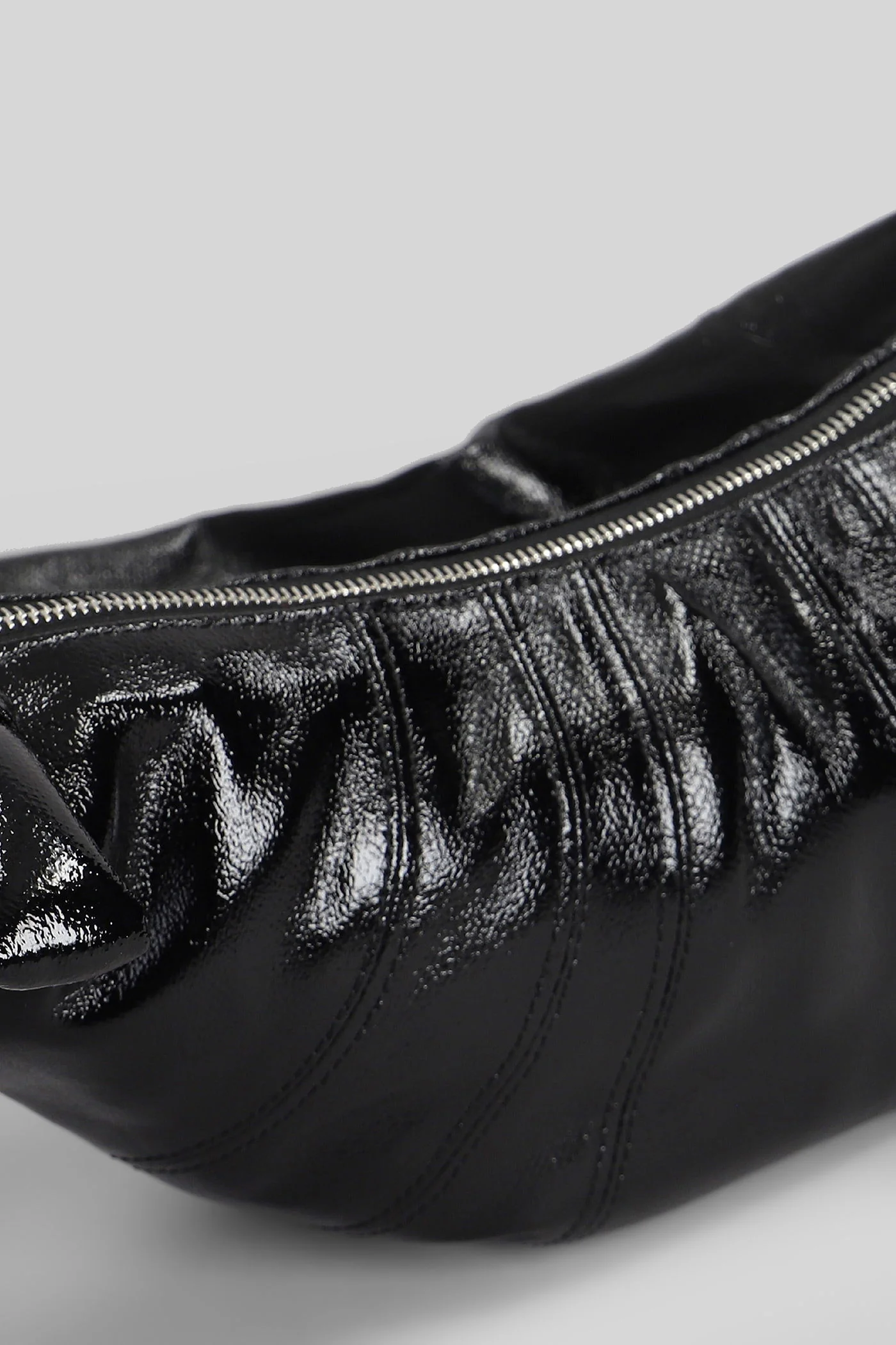 Small croissant Shoulder bag in black cotton - Image 28