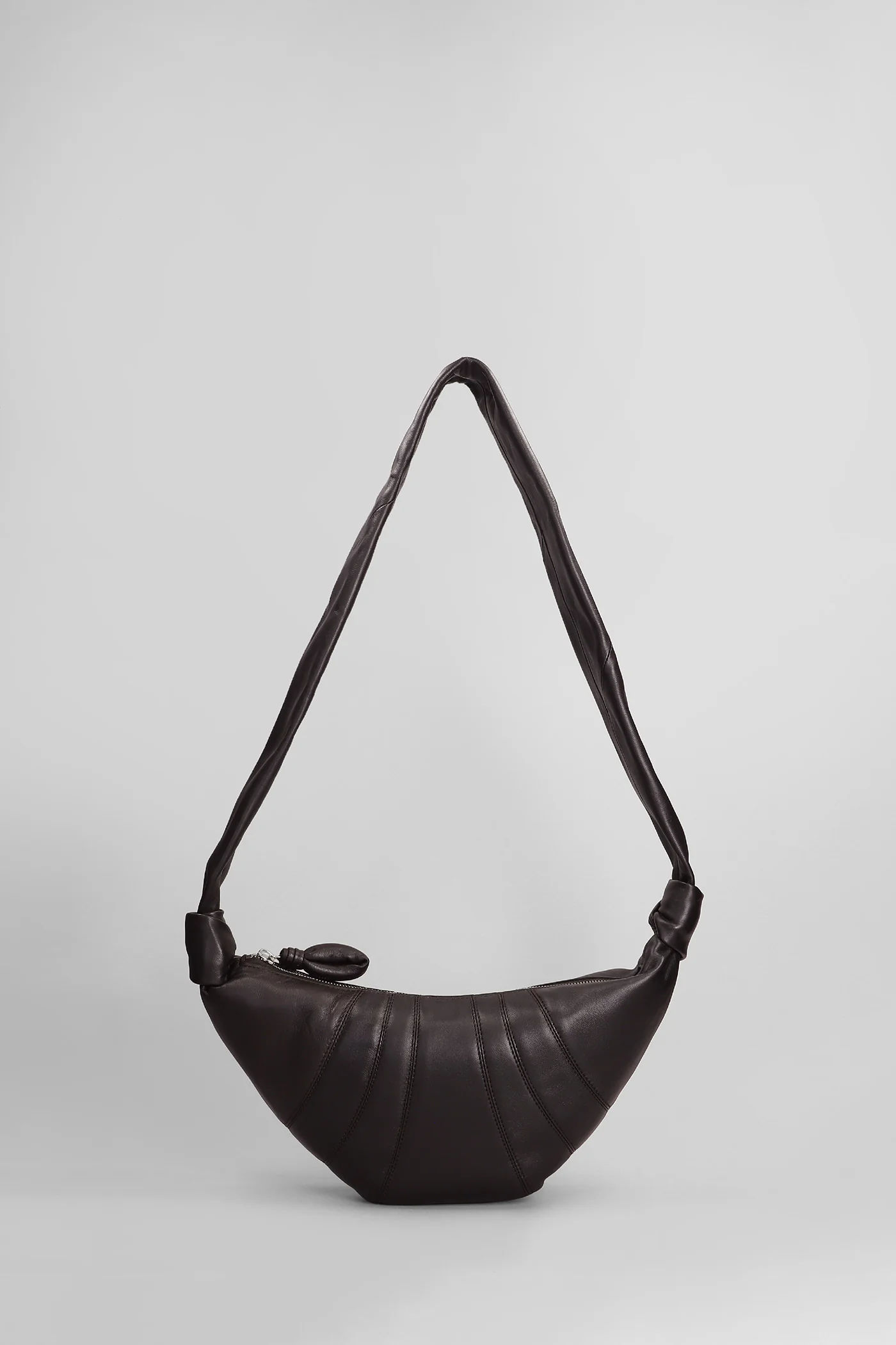Small croissant Shoulder bag in brown leather
