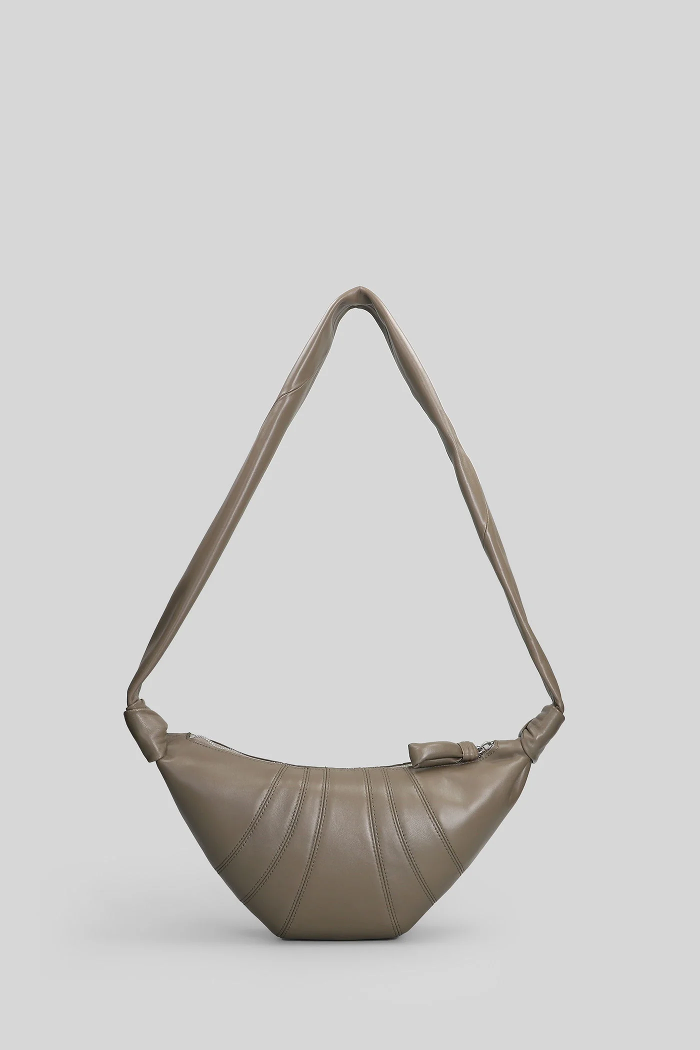 Small croissant Shoulder bag in khaki leather - Image 3