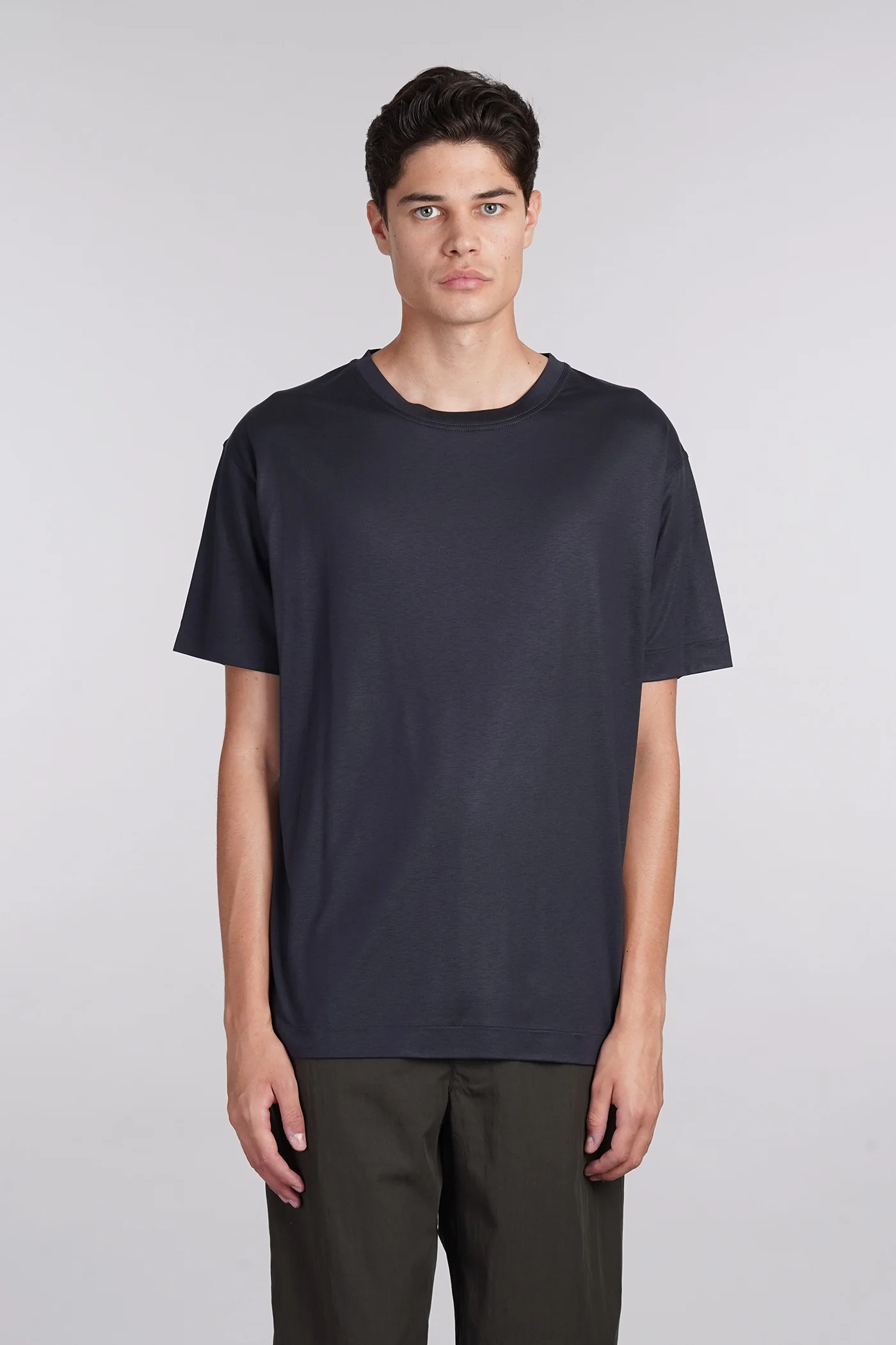 T-Shirt in blue silk