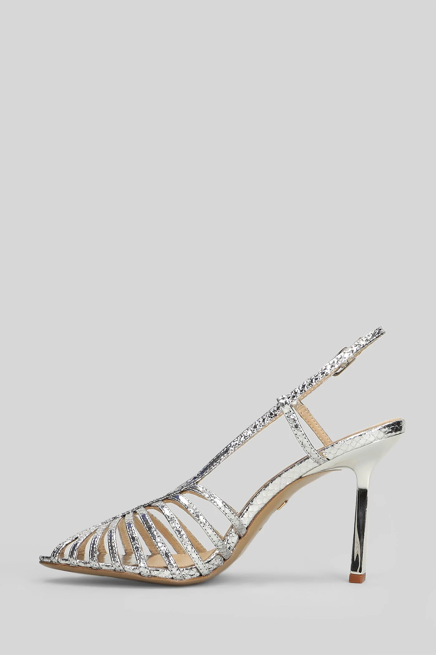 Agata 95 Sandals in silver leather - Image 3