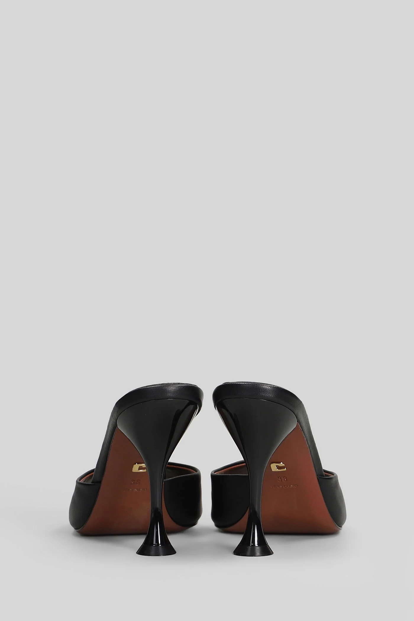 Amelia Mule 95 Sandals in black leather - Image 4