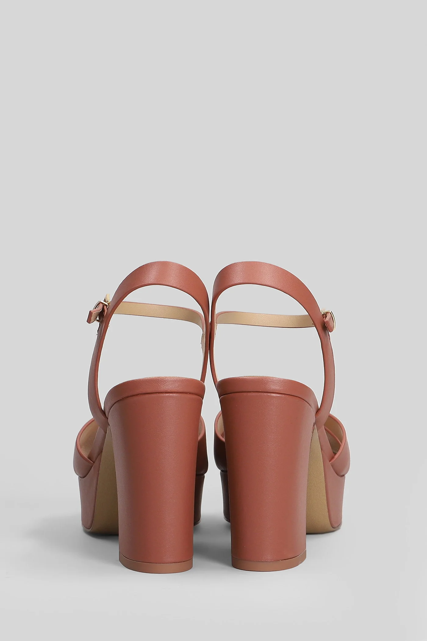 Aria Platform 95 Sandals in brown leather - Image 4