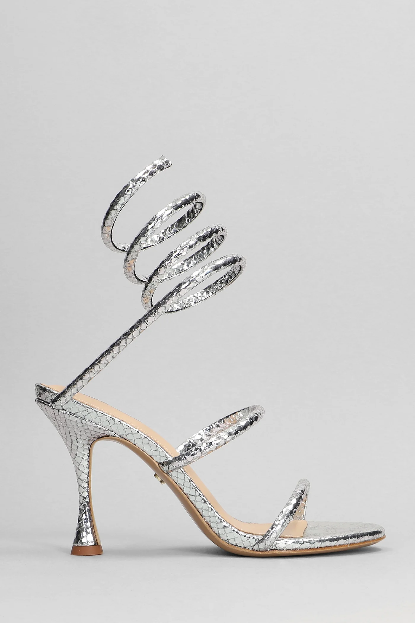 Greta 95 Sandals in silver leather