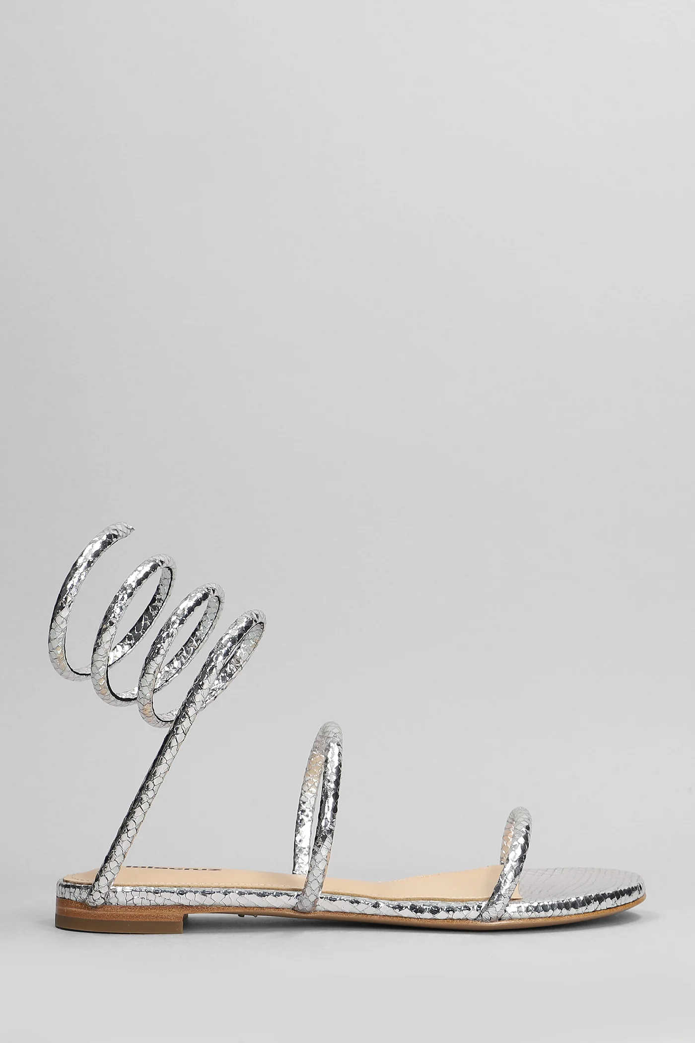 Greta Flat Flats in silver leather