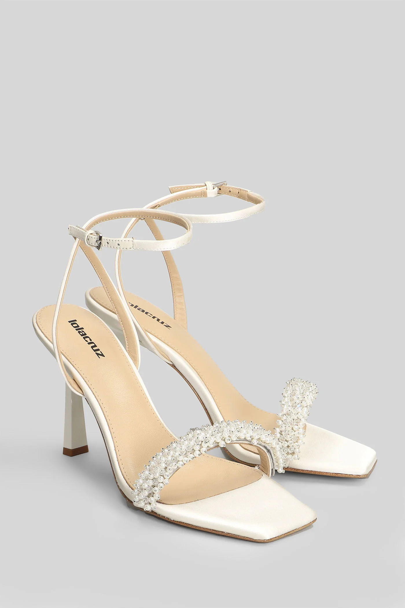 Martina Sandal 95 Sandals in white leather and fabric - Image 2