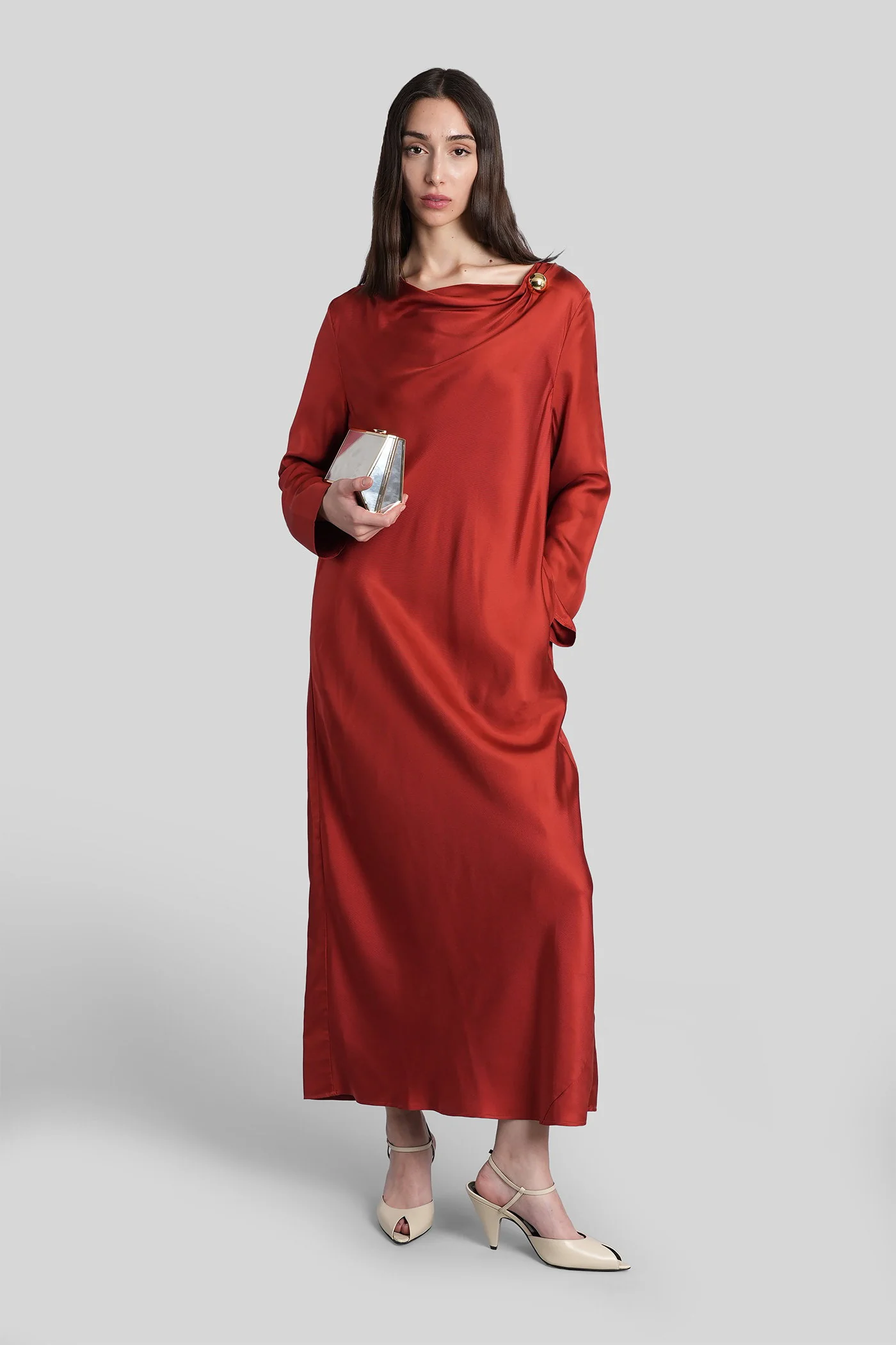 Zoya Long dress in red silk - Image 2