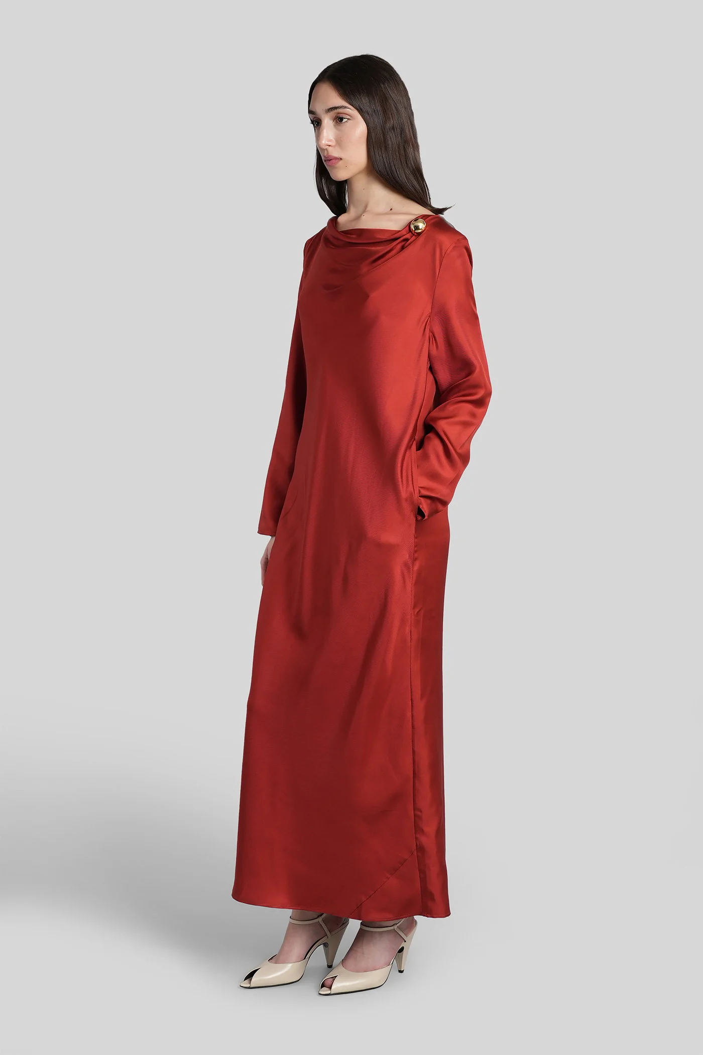 Zoya Long dress in red silk - Image 4
