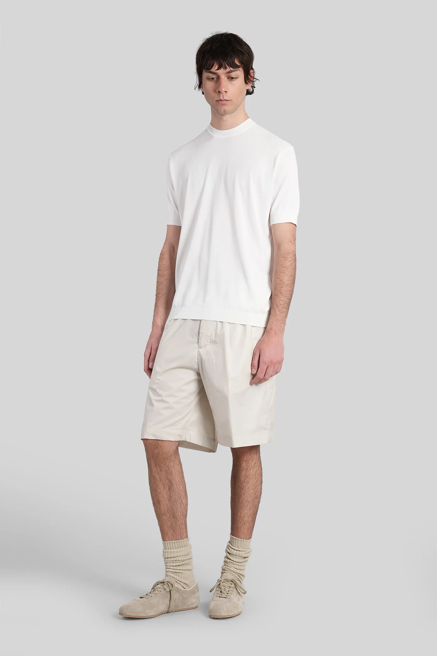 Kim Shorts in beige cotton - Image 2