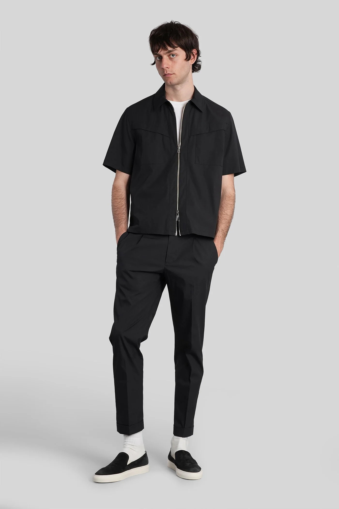 Riviera elastic Pants in black cotton - Image 2