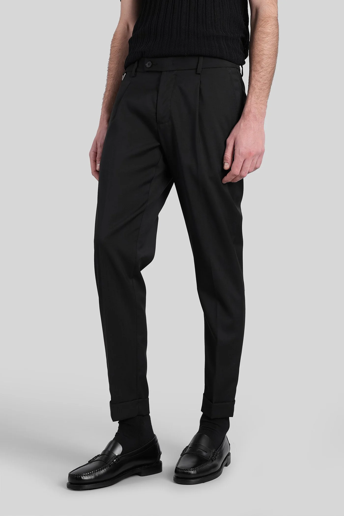 Riviera elastic Pants in black cotton - Image 4