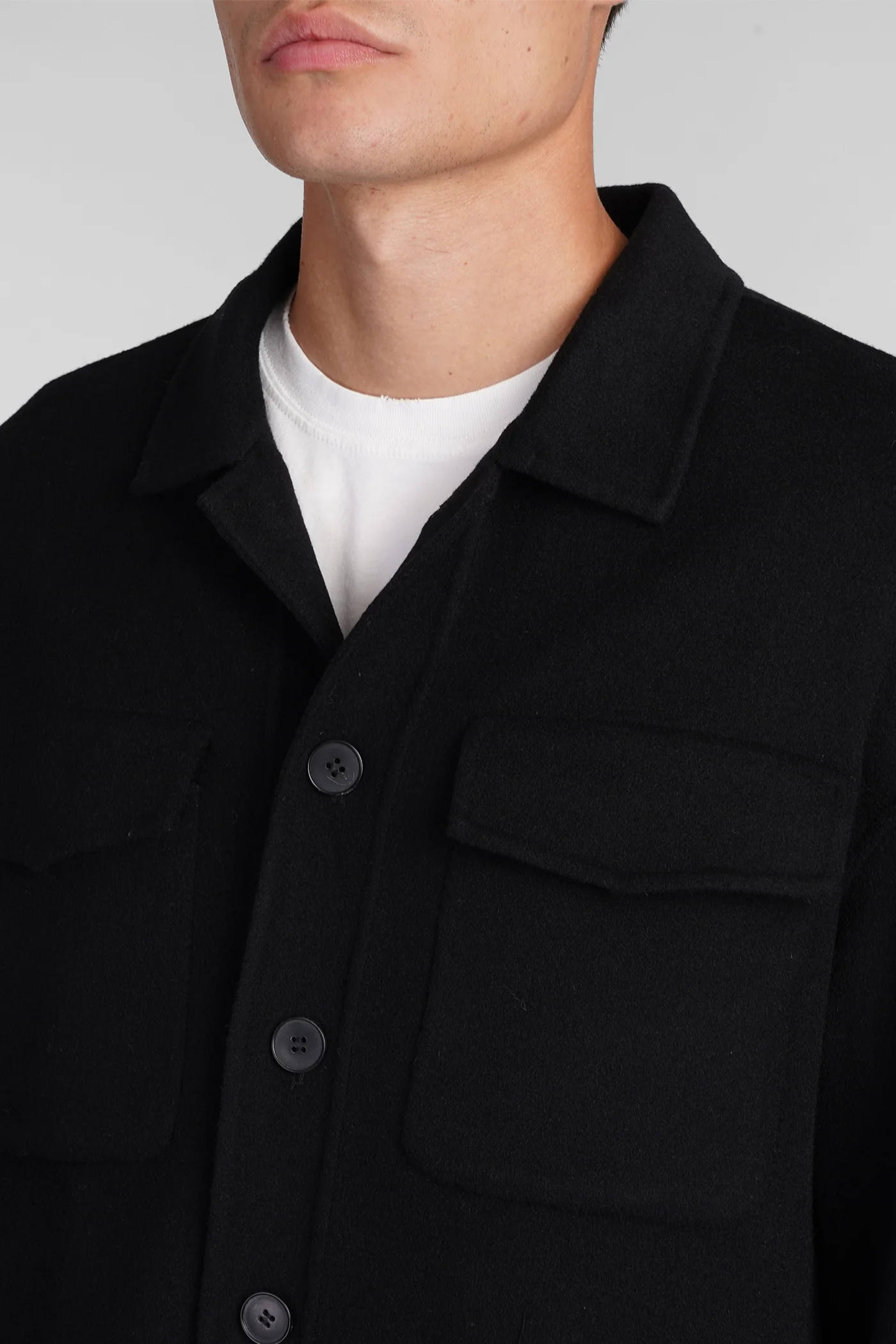 Shirt double Casual jacket in black wool - Image 5